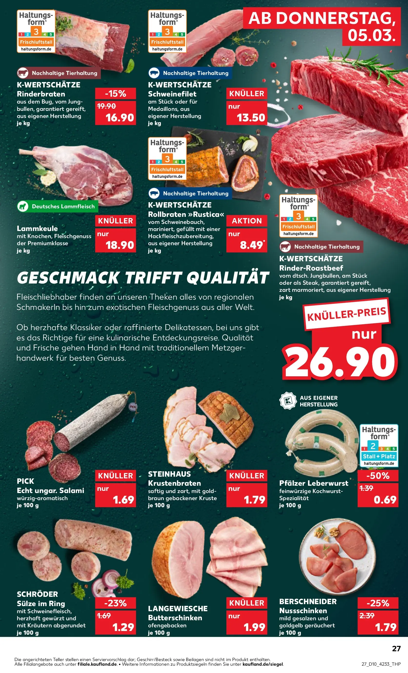 Prospekt Kaufland ab 02.03.2026 » Angebote Online zum Blättern | Seite: 39 | Produkte: Rinderbraten, Lammkeule, Schweinefilet, Salami