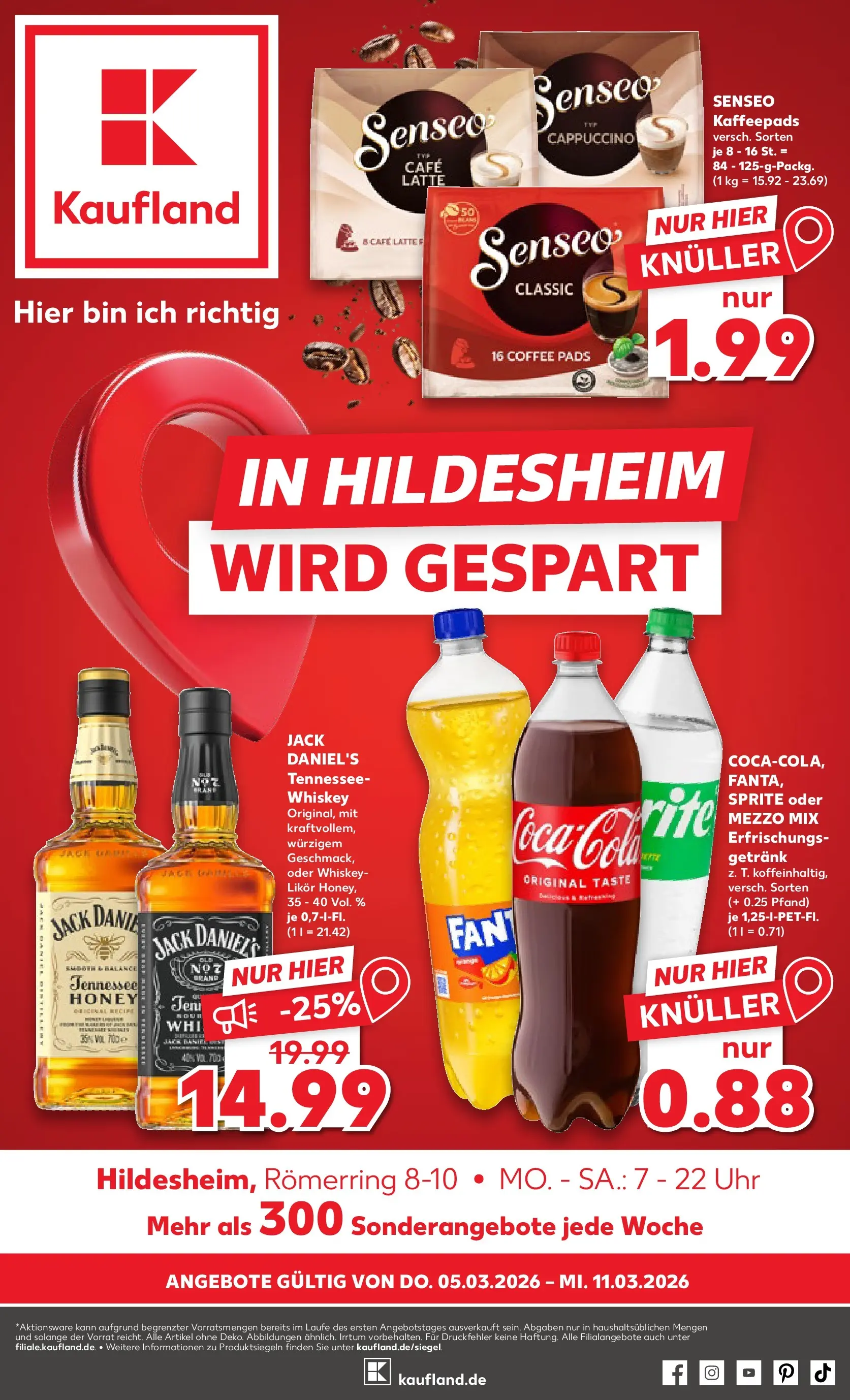 Prospekt Kaufland ab 04.03.2026 » Angebote Online zum Blättern | Seite: 1 | Produkte: Senseo, Mezzo mix, Likör, Jack Daniel's