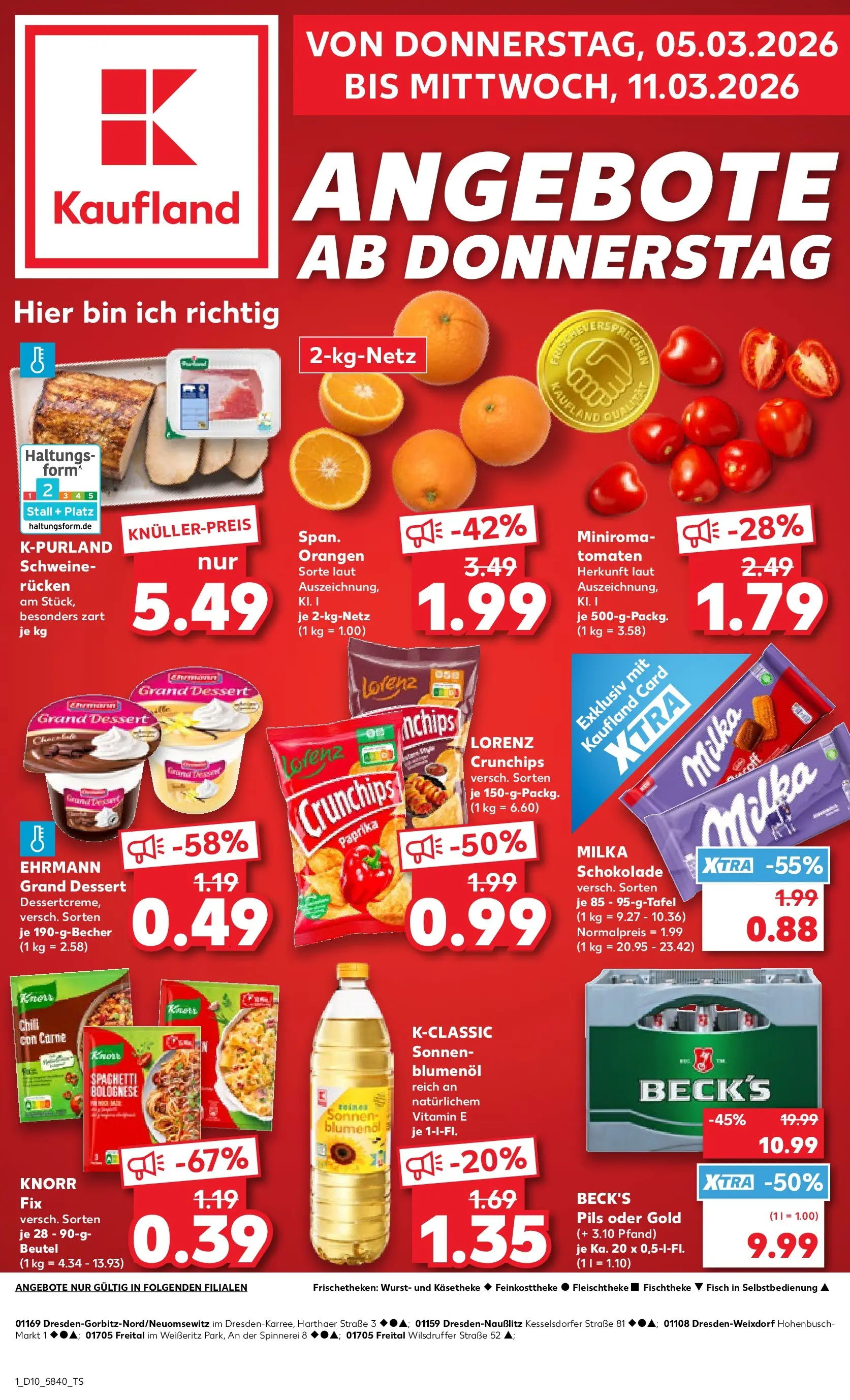 Prospekt Kaufland ab 04.03.2026 » Angebote Online zum Blättern | Seite: 1 | Produkte: Schokolade, Ehrmann grand dessert, Pils, Fisch