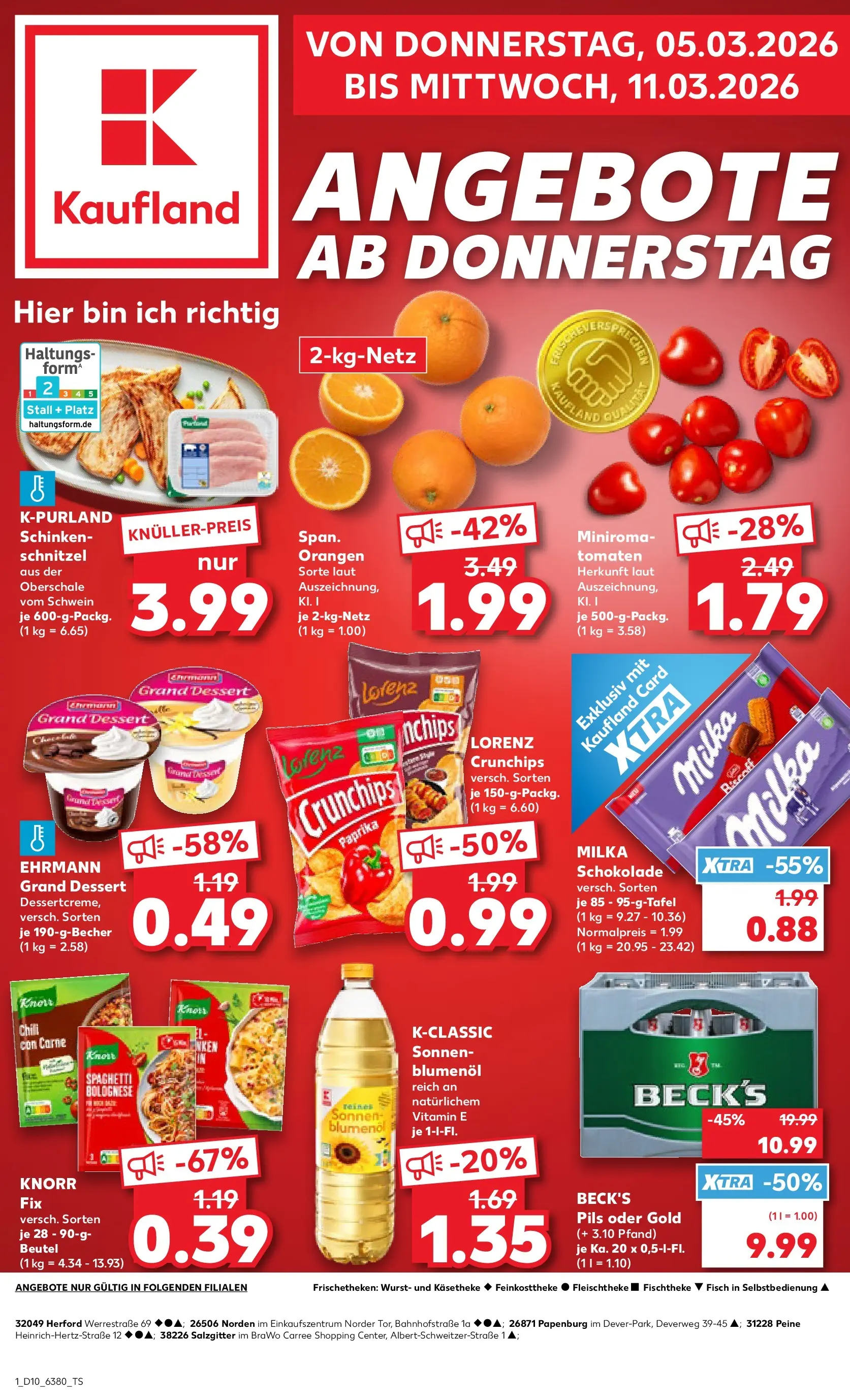 Prospekt Kaufland ab 02.03.2026 » Angebote Online zum Blättern | Seite: 13 | Produkte: Ehrmann grand dessert, Sonnenblumenol, Knorr, Schnitzel