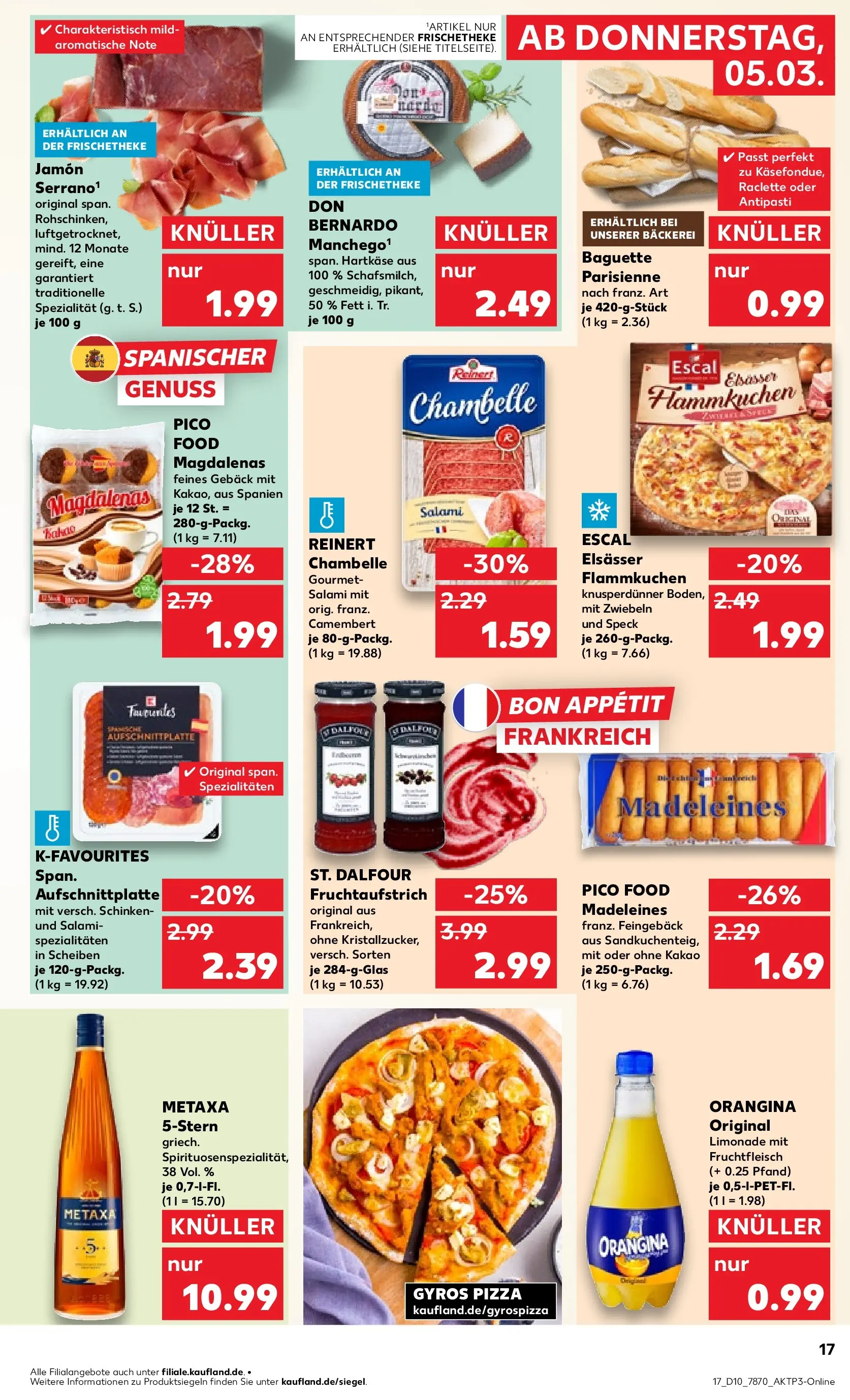 Prospekt Kaufland ab 02.03.2026 » Angebote Online zum Blättern | Seite: 33 | Produkte: Bäckerei, Baguette, Metaxa, Raclette