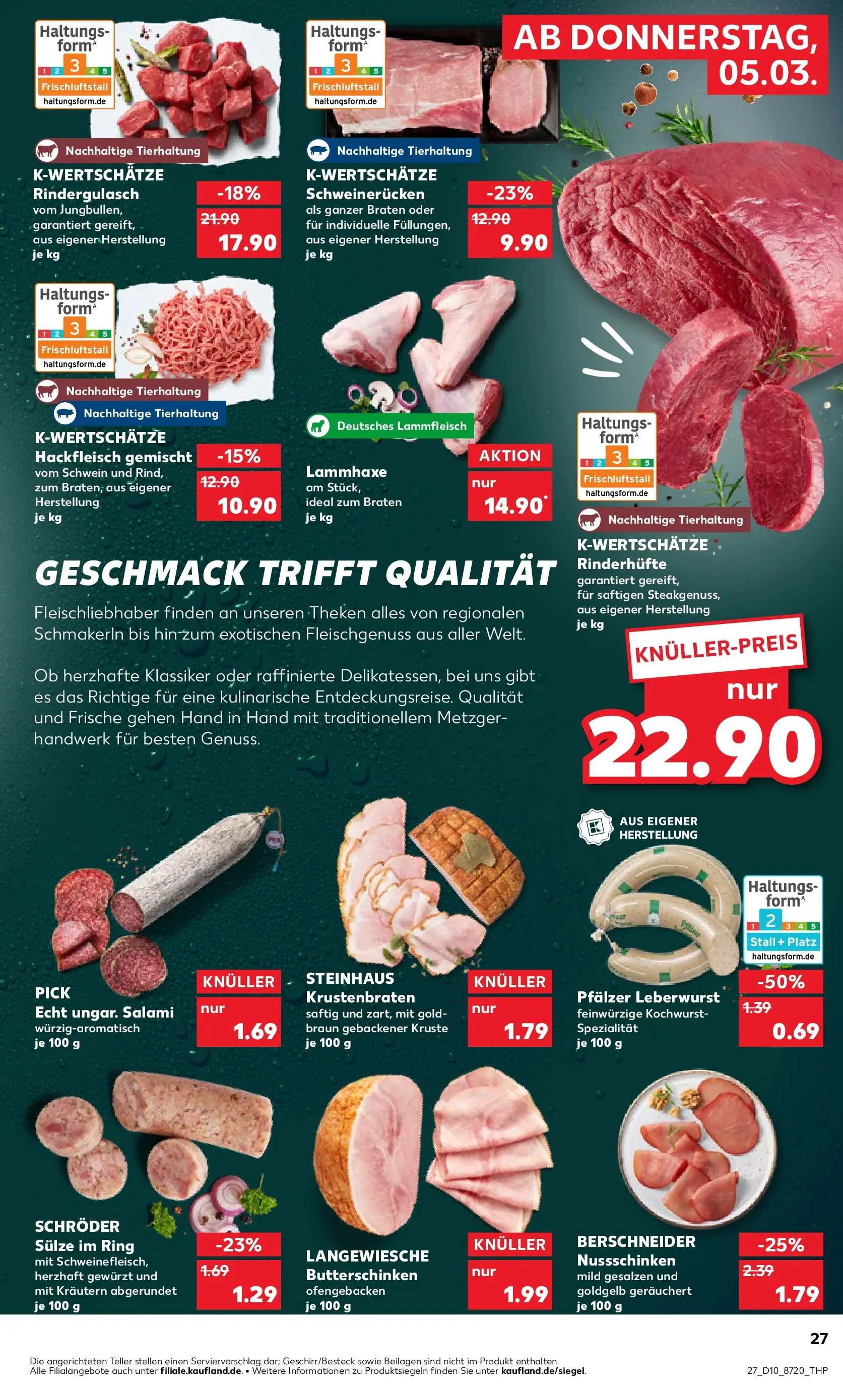 Prospekt Kaufland ab 02.03.2026 » Angebote Online zum Blättern | Seite: 39 | Produkte: Rindergulasch, Krustenbraten, Schweinerucken, Salami