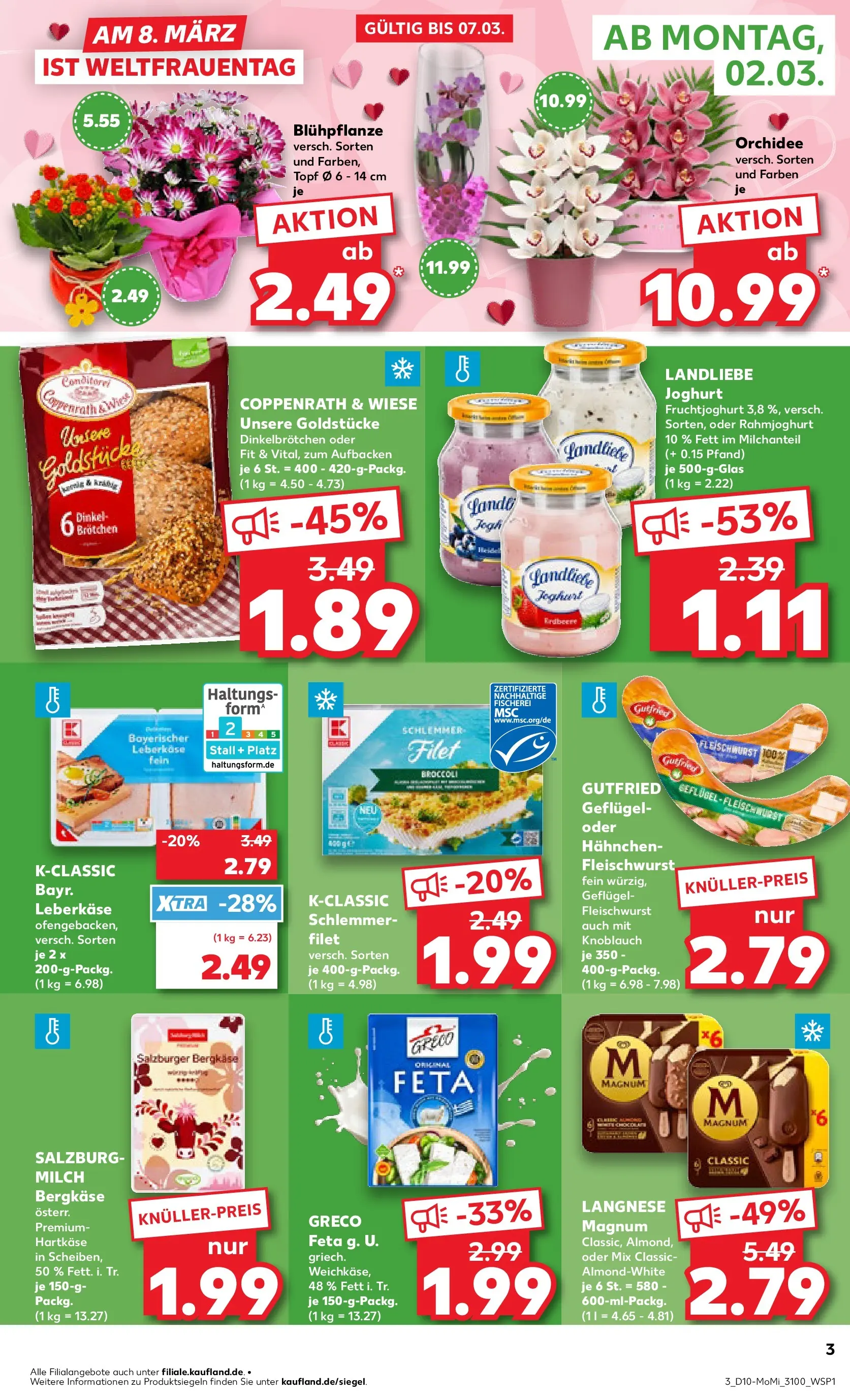 Prospekt Kaufland ab 02.03.2026 » Angebote und Werbung Online | Seite: 3 | Produkte: Langnese, Feta, Knoblauch, Landliebe joghurt Prospekt Kaufland ab 02.03.2026 » Angebote Online zum Blättern | Seite: 3 | Produkte: Langnese, Feta, Knoblauch, Landliebe joghurt