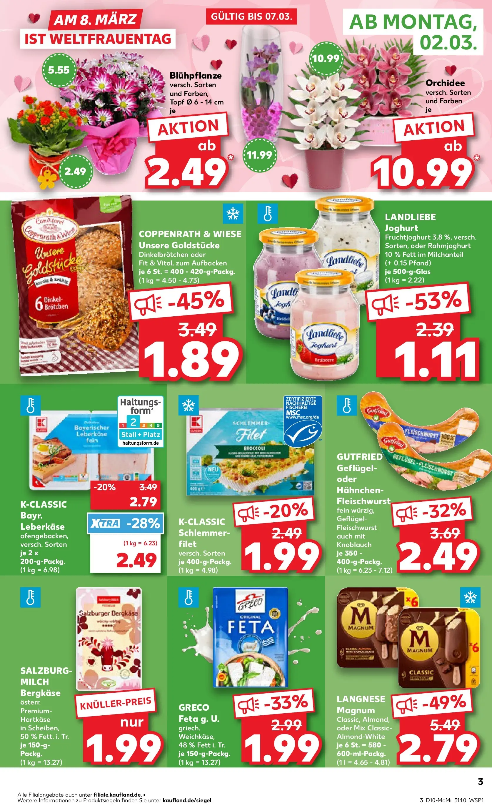 Prospekt Kaufland ab 02.03.2026 » Angebote Online zum Blättern | Seite: 3 | Produkte: Milch, Knoblauch, Erdbeeren, Leberkase