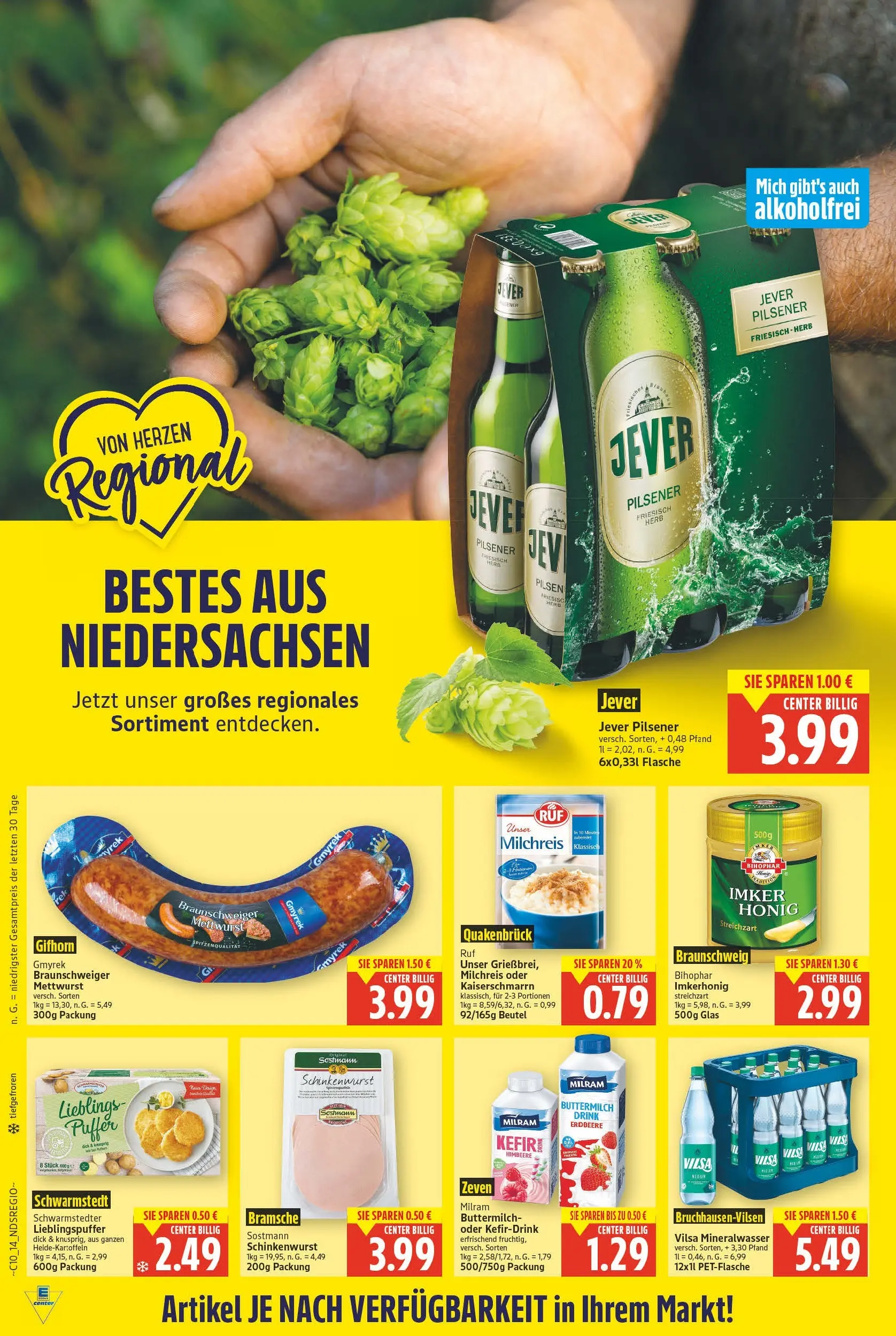 E center Prospekt Celle (ab 02.03.2026) » Angebote Online | Seite: 14 | Produkte: Buttermilch, Mineralwasser, Milram, Himbeere