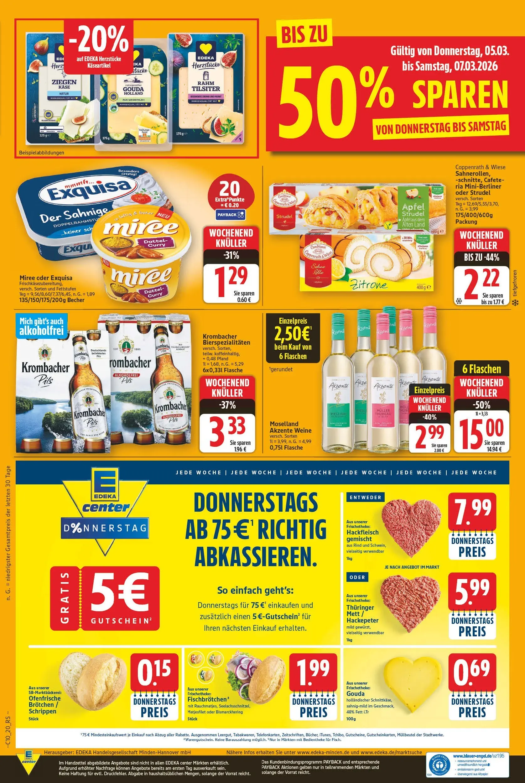 E center Prospekt Celle (ab 02.03.2026) » Angebote Online | Seite: 22 | Produkte: Käse, Krombacher, Sahne, Hackfleisch