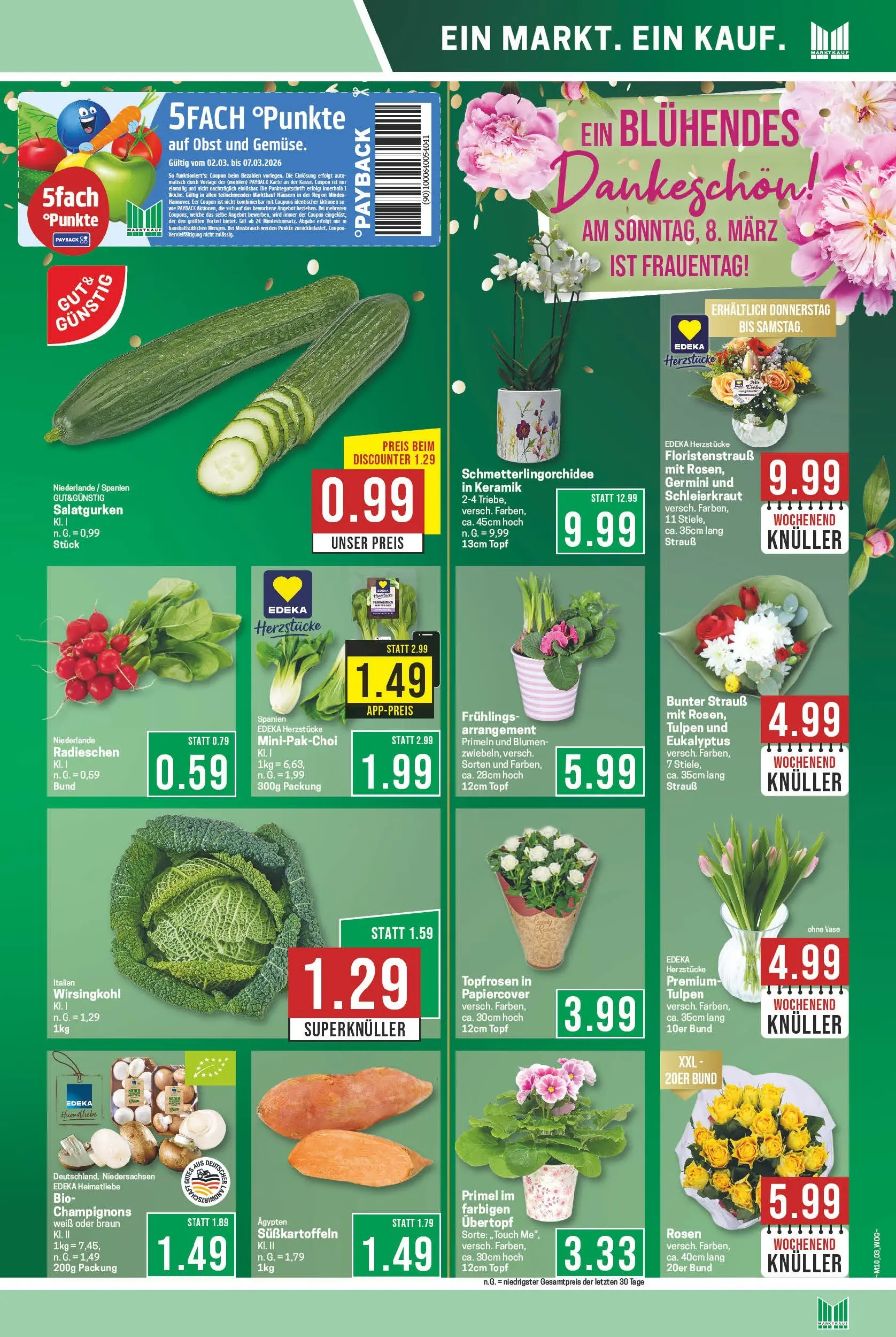 Marktkauf Prospekt Bad Salzuflen (ab 02.03.2026) » Angebote online | Seite: 3 | Produkte: Blumen, Champignons, Obst