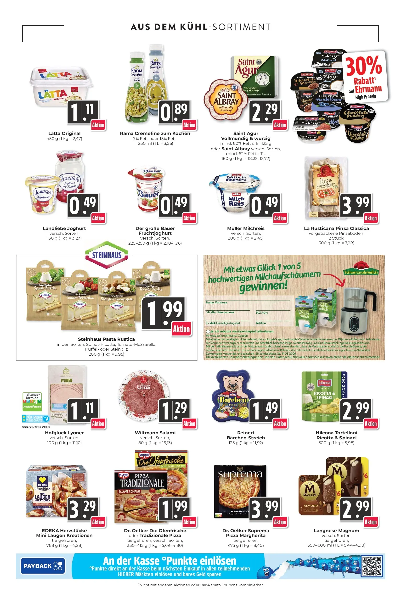 Angebote - Hieber's Frischecenter: Meine Woche (ab 01.03.2026) zum Blättern | Seite: 6 | Produkte: Langnese, Skyr, Lätta, Pasta