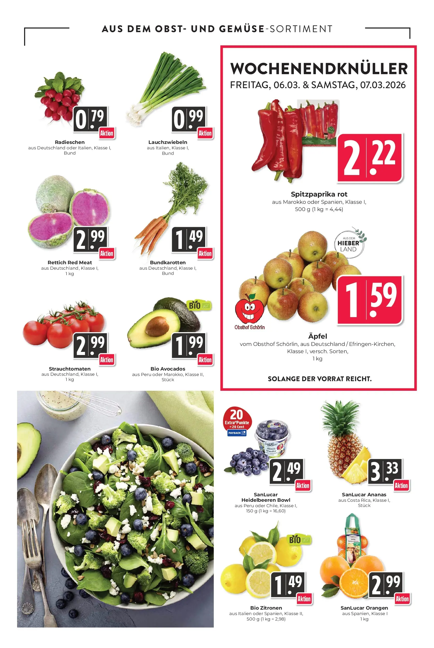 Angebote - Hieber's Frischecenter: Meine Woche (ab 01.03.2026) zum Blättern | Seite: 7 | Produkte: Äpfel, Orangen, Heidelbeeren, Obst