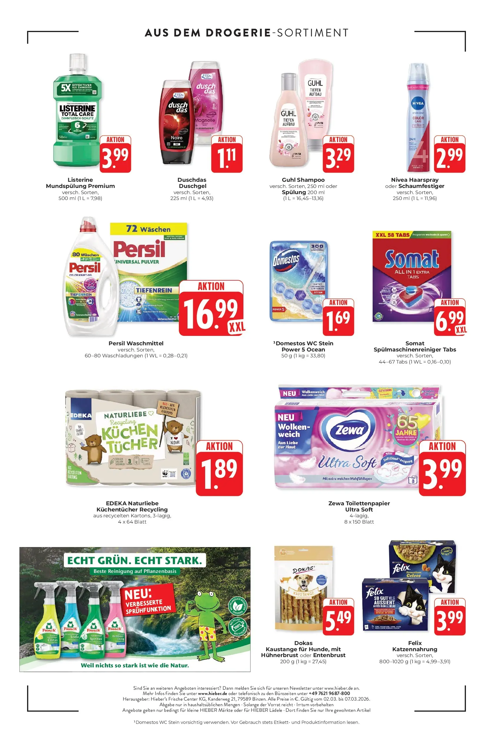 Angebote - Hieber's Frischecenter: Meine Woche (ab 01.03.2026) zum Blättern | Seite: 16 | Produkte: Spülung, Waschmittel, WC Stein, Listerine