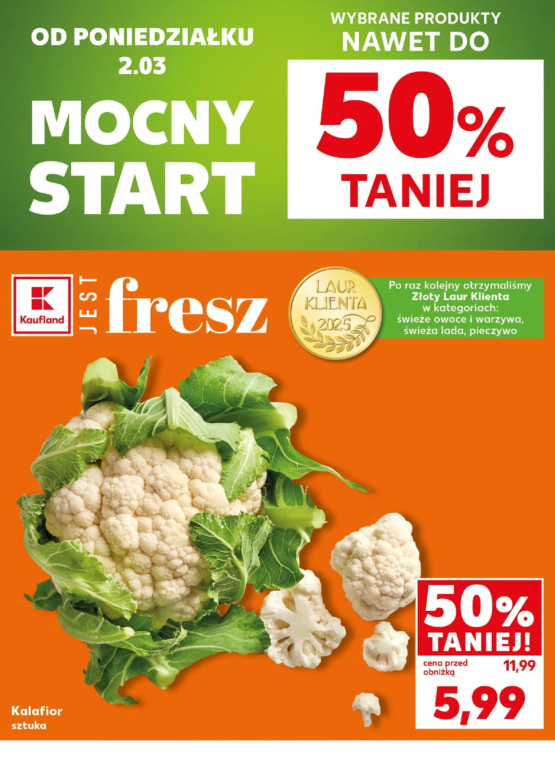 Kaufland gazetka - Mocny start od 02.03.2026 - od jutra PDF | Strona: 2 | Produkty: Pieczywo, Kalafior, Owoce