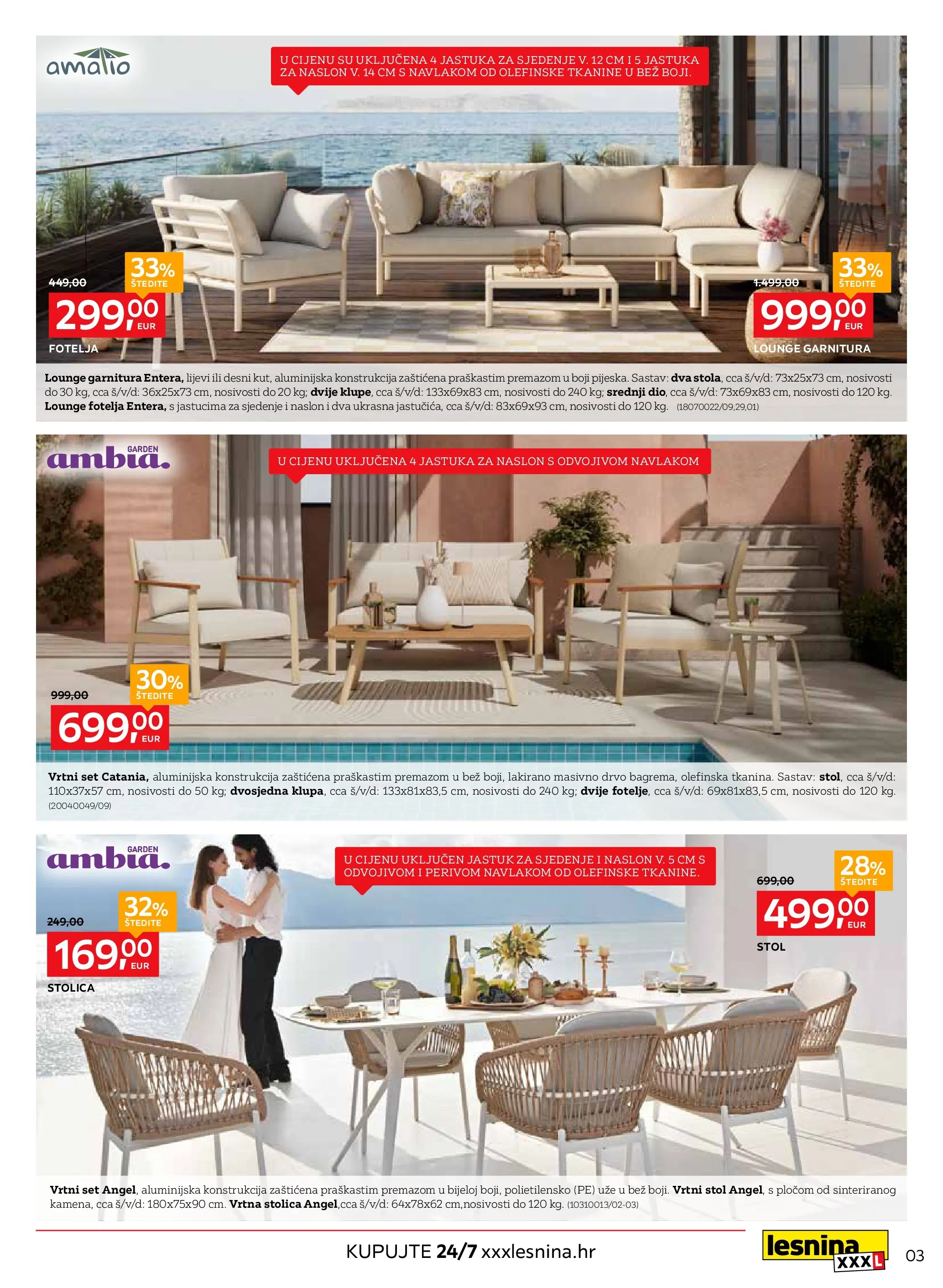 Lesnina - Lesnina XXXL: Uzivanje na otvorenom katalog do 26.03.2026 novi od 23.02.2026 na listanje > letak digitalni | Stranica: 3 | Proizvodi: Jastuk, Fotelja, Stol, Stolica