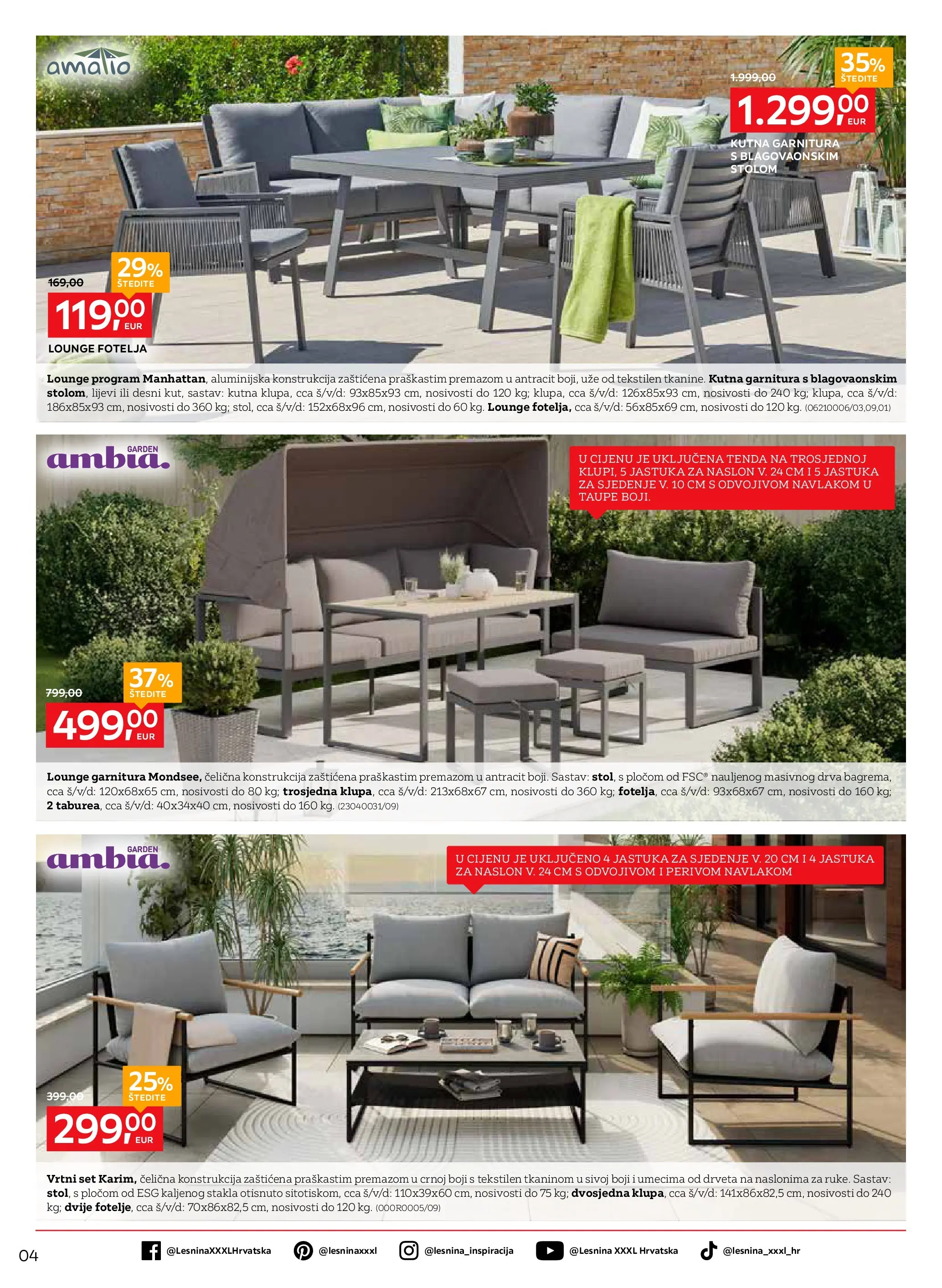 Lesnina - Lesnina XXXL: Uzivanje na otvorenom katalog do 26.03.2026 novi od 23.02.2026 na listanje > letak digitalni | Stranica: 4 | Proizvodi: Fotelja, Tenda, Kutna garnitura