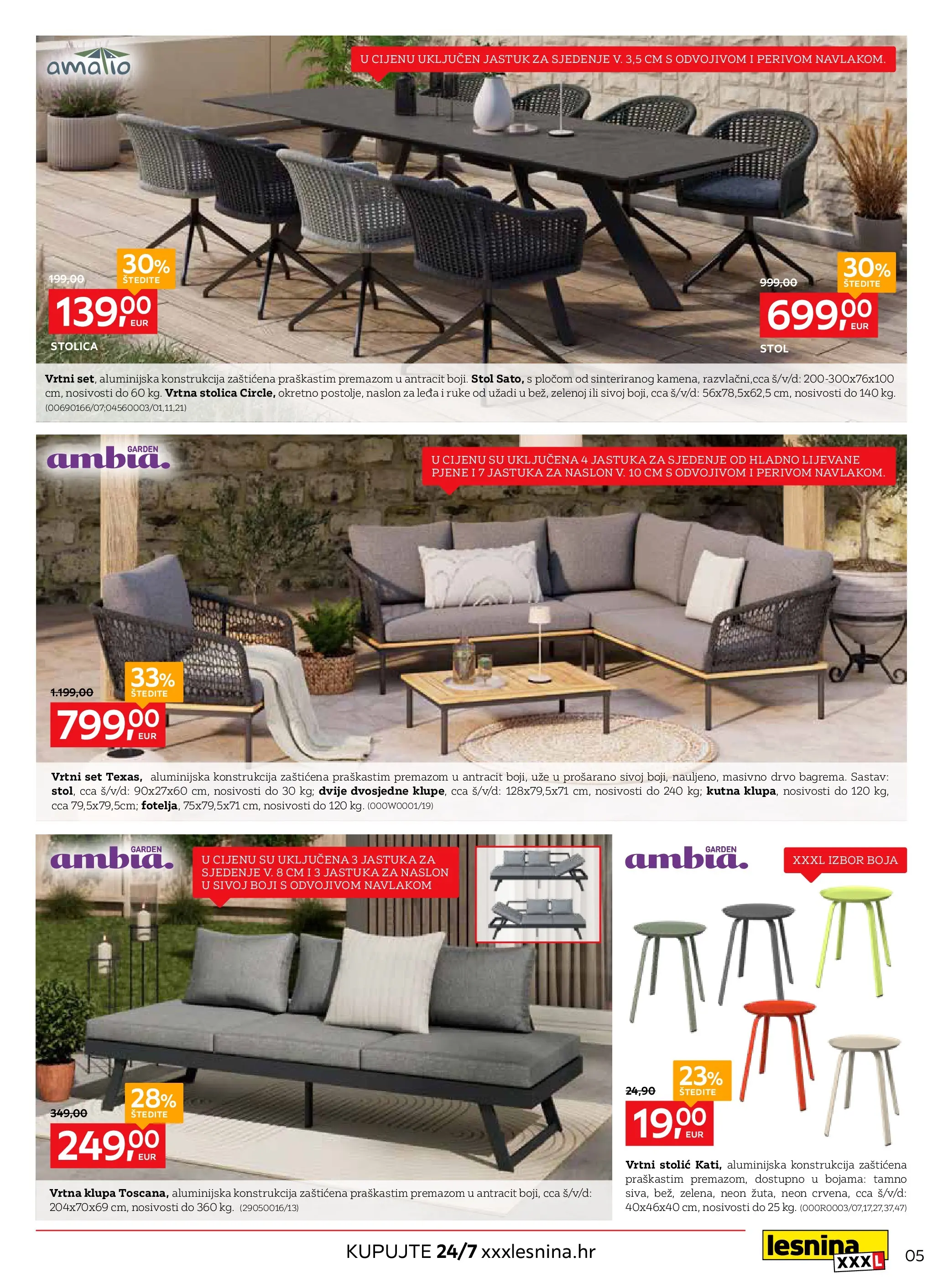 Lesnina - Lesnina XXXL: Uzivanje na otvorenom katalog do 26.03.2026 novi od 23.02.2026 na listanje > letak digitalni | Stranica: 5 | Proizvodi: Jastuk, Stolić, Stolica, Vrtni stolić