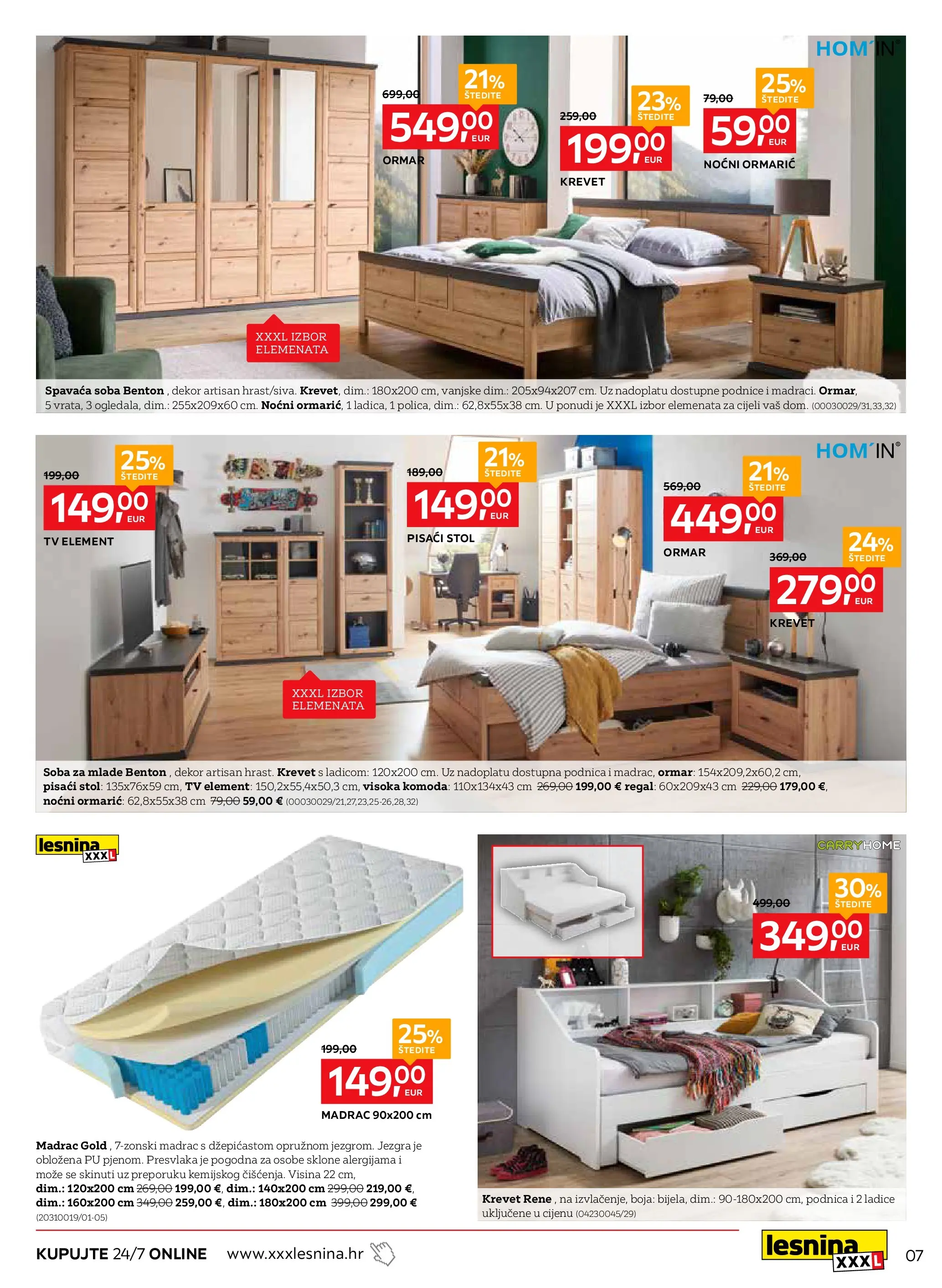 Lesnina - Lesnina XXXL: Funkcionalno i udobno katalog do 26.03.2026 novi od 23.02.2026 na listanje > letak digitalni | Stranica: 7 | Proizvodi: Krevet, Spavaća soba, Noćni ormarić, Ladice