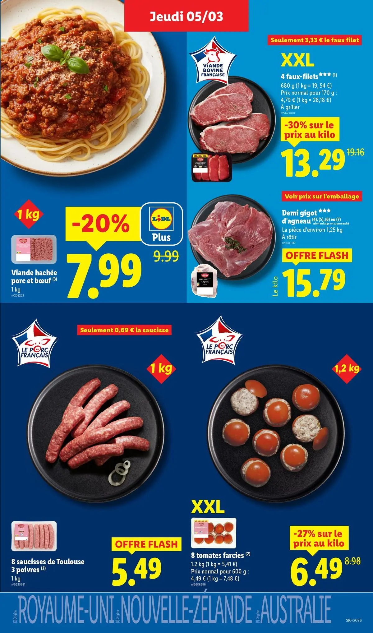 Catalogue LIDL du 05/03/2026 | Promo prospectus en ligne | Page: 7 | Produits: Viande hachée, Saucisse, Porc, Tomates Catalogue LIDL du 05/03/2026 | Promo prospectus en ligne | Page: 7 | Produits: Viande hachée, Saucisse, Porc, Tomates