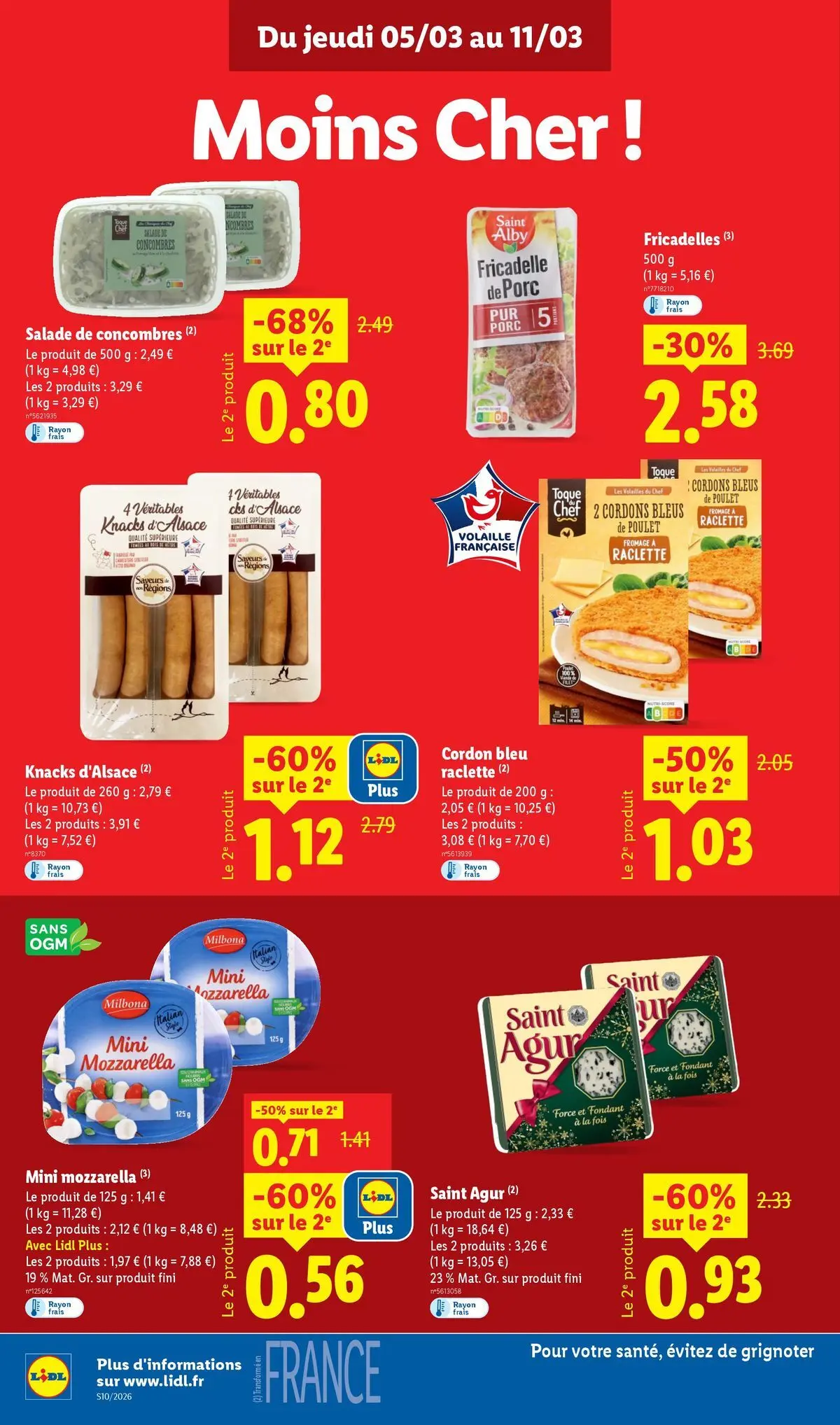 Catalogue LIDL du 05/03/2026 | Promo prospectus en ligne | Page: 10 | Produits: Mozzarella, Raclette, Porc, Cordon bleu Catalogue LIDL du 05/03/2026 | Promo prospectus en ligne | Page: 10 | Produits: Mozzarella, Raclette, Porc, Cordon bleu