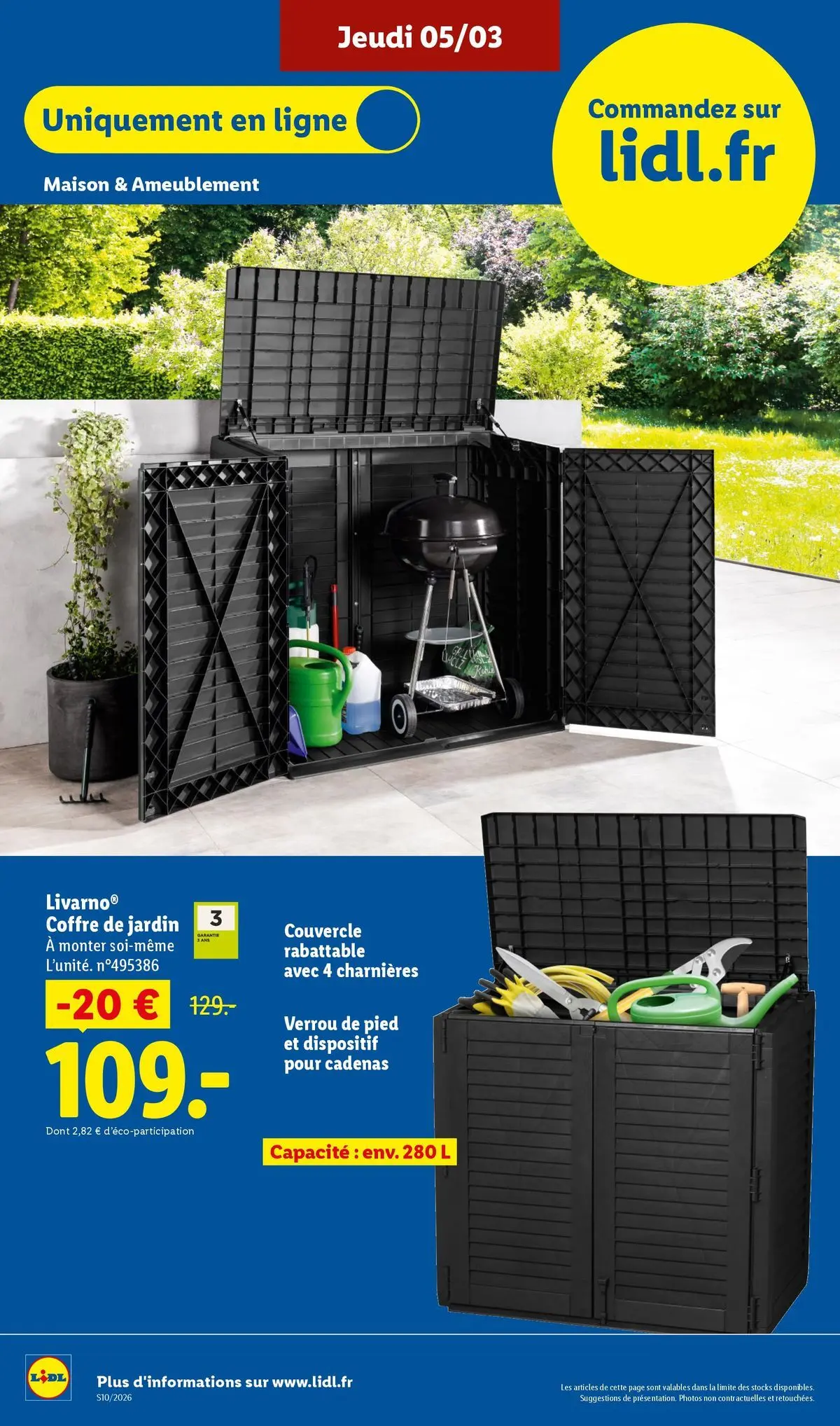 Catalogue LIDL du 05/03/2026 | Promo prospectus en ligne | Page: 48 | Produits: Verrou, Coffre de jardin Catalogue LIDL du 05/03/2026 | Promo prospectus en ligne | Page: 48 | Produits: Verrou, Coffre de jardin