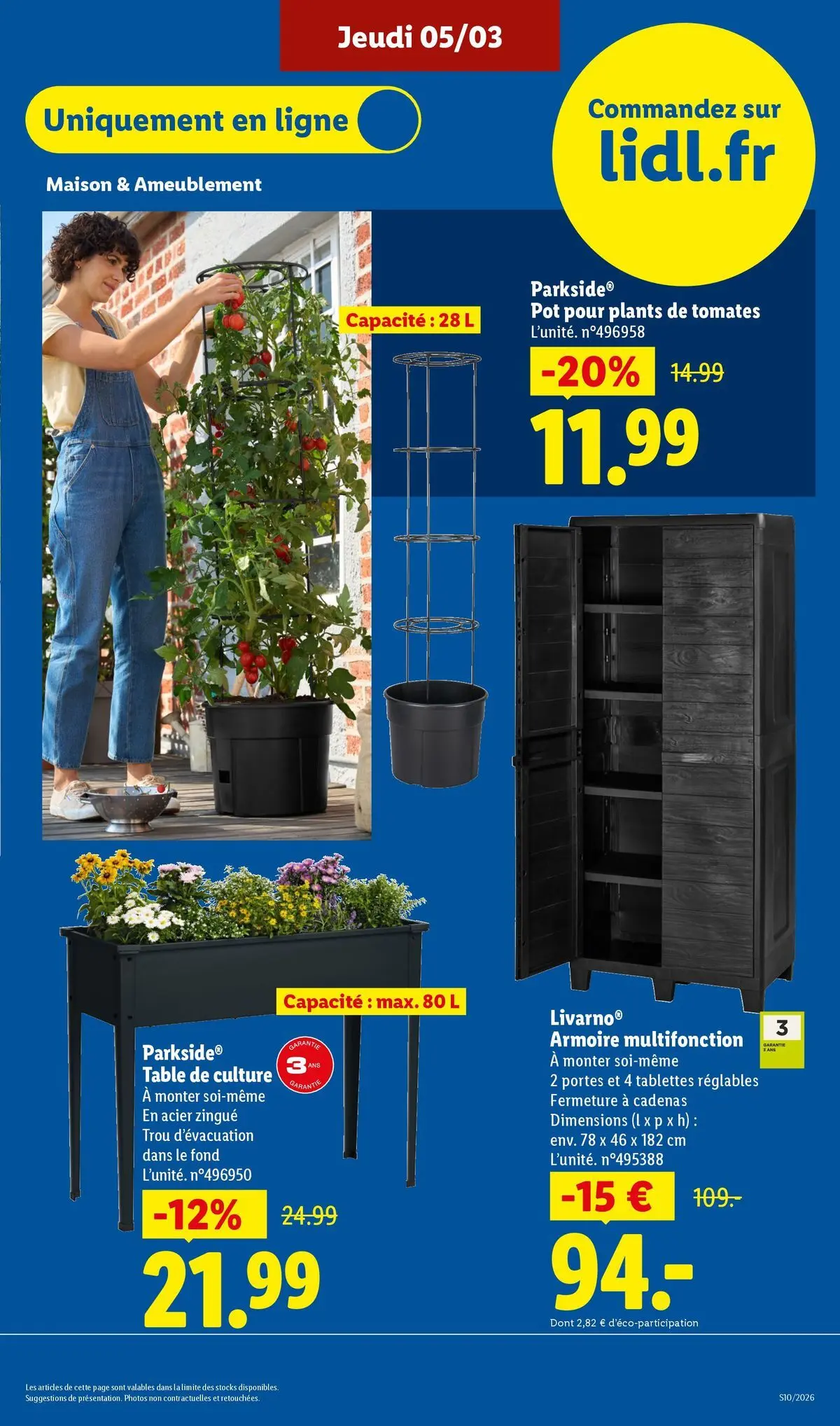 Catalogue LIDL du 05/03/2026 | Promo prospectus en ligne | Page: 49 | Produits: Plants de tomates, Armoire, Portes, Tomates Catalogue LIDL du 05/03/2026 | Promo prospectus en ligne | Page: 49 | Produits: Plants de tomates, Armoire, Portes, Tomates
