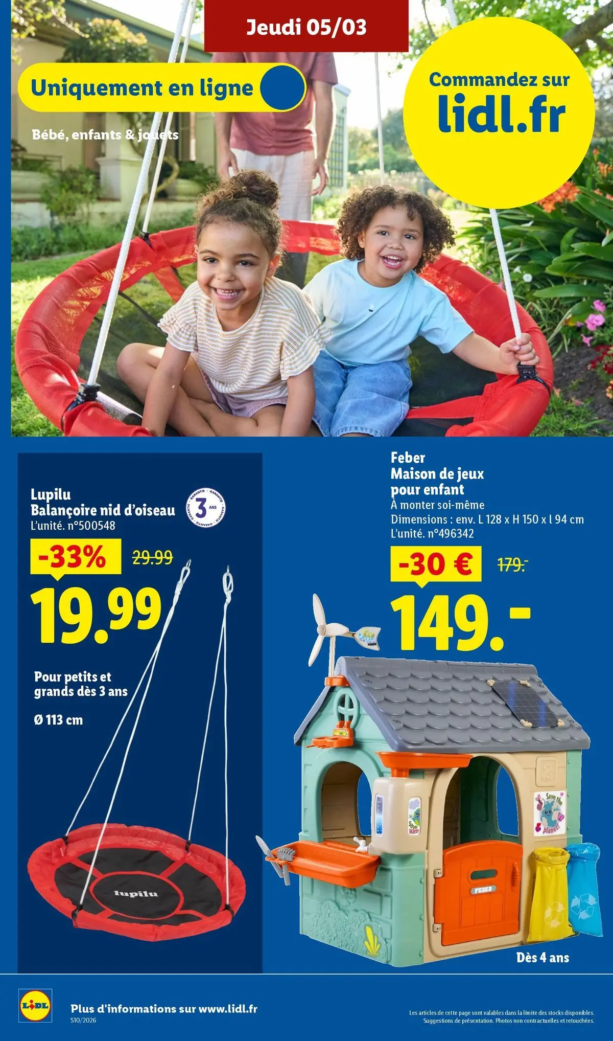 Catalogue LIDL du 05/03/2026 | Promo prospectus en ligne | Page: 52 | Produits: Jouets, Balançoire nid d'oiseau, Jeux Catalogue LIDL du 05/03/2026 | Promo prospectus en ligne | Page: 52 | Produits: Jouets, Balançoire nid d'oiseau, Jeux