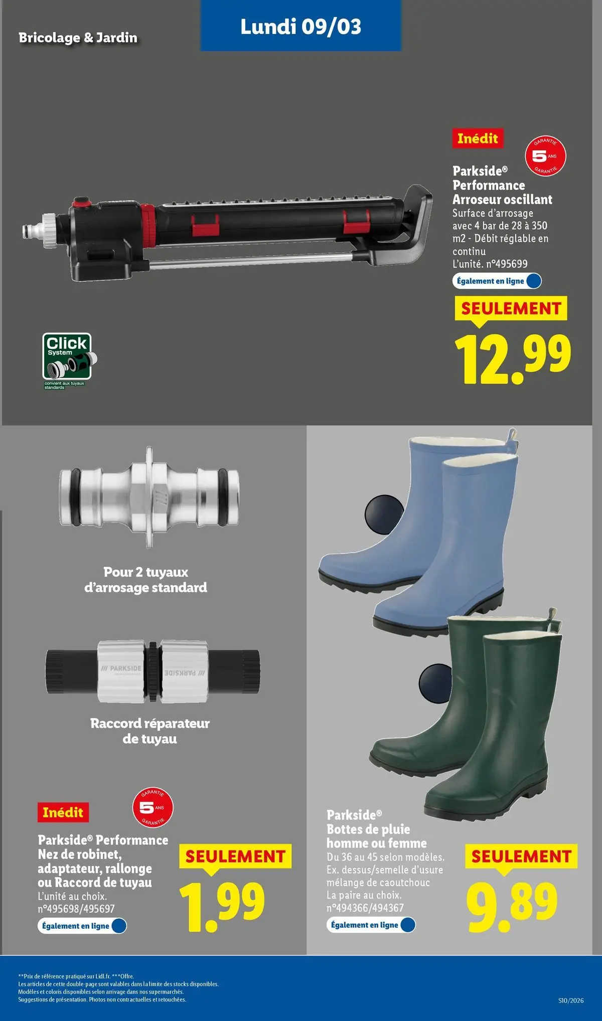 Catalogue LIDL du 05/03/2026 | Promo prospectus en ligne | Page: 61 | Produits: Tuyau, Bottes de pluie, Bottes Catalogue LIDL du 05/03/2026 | Promo prospectus en ligne | Page: 61 | Produits: Tuyau, Bottes de pluie, Bottes