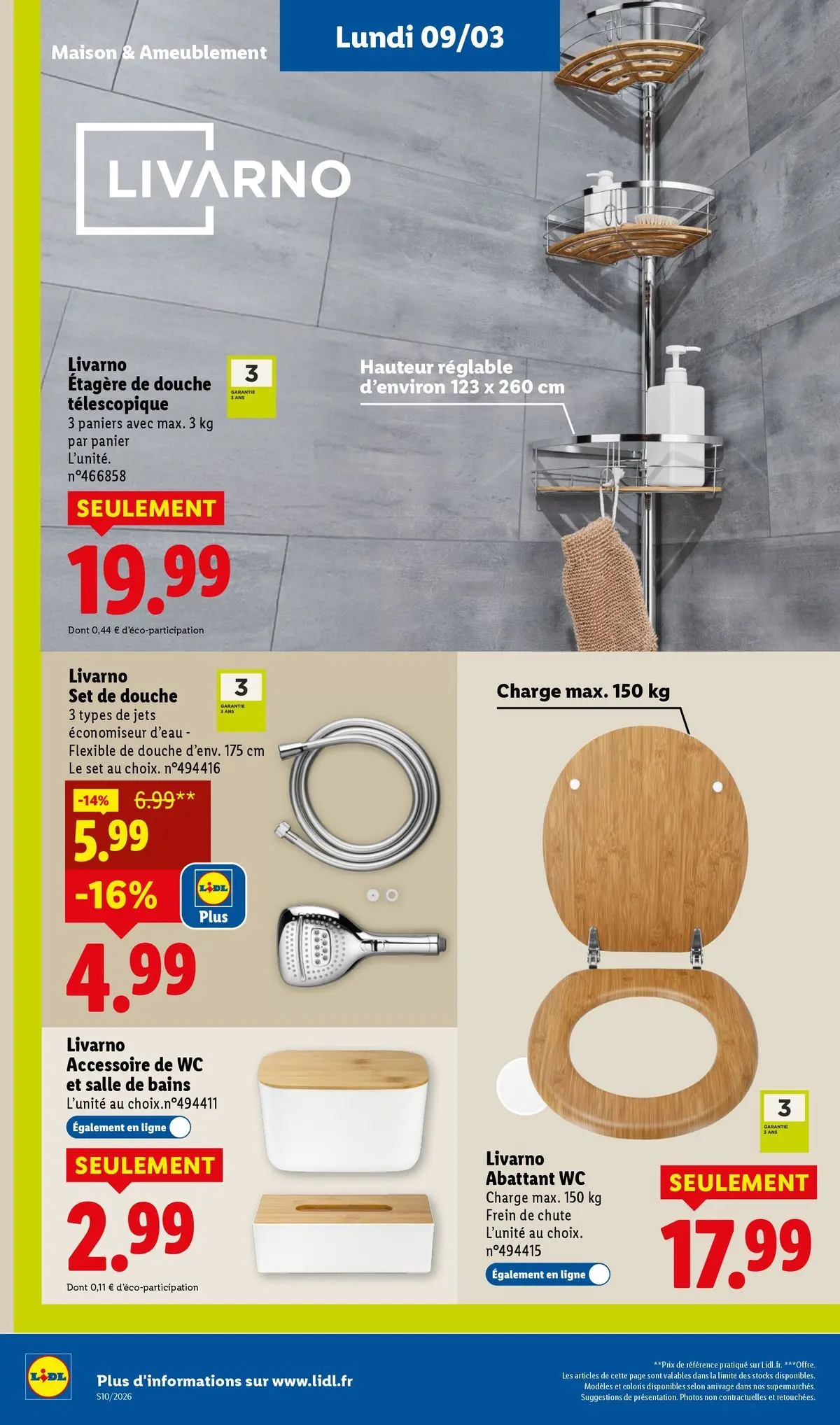Catalogue LIDL du 05/03/2026 | Promo prospectus en ligne | Page: 64 | Produits: Étagère, Douche, Panier Catalogue LIDL du 05/03/2026 | Promo prospectus en ligne | Page: 64 | Produits: Étagère, Douche, Panier