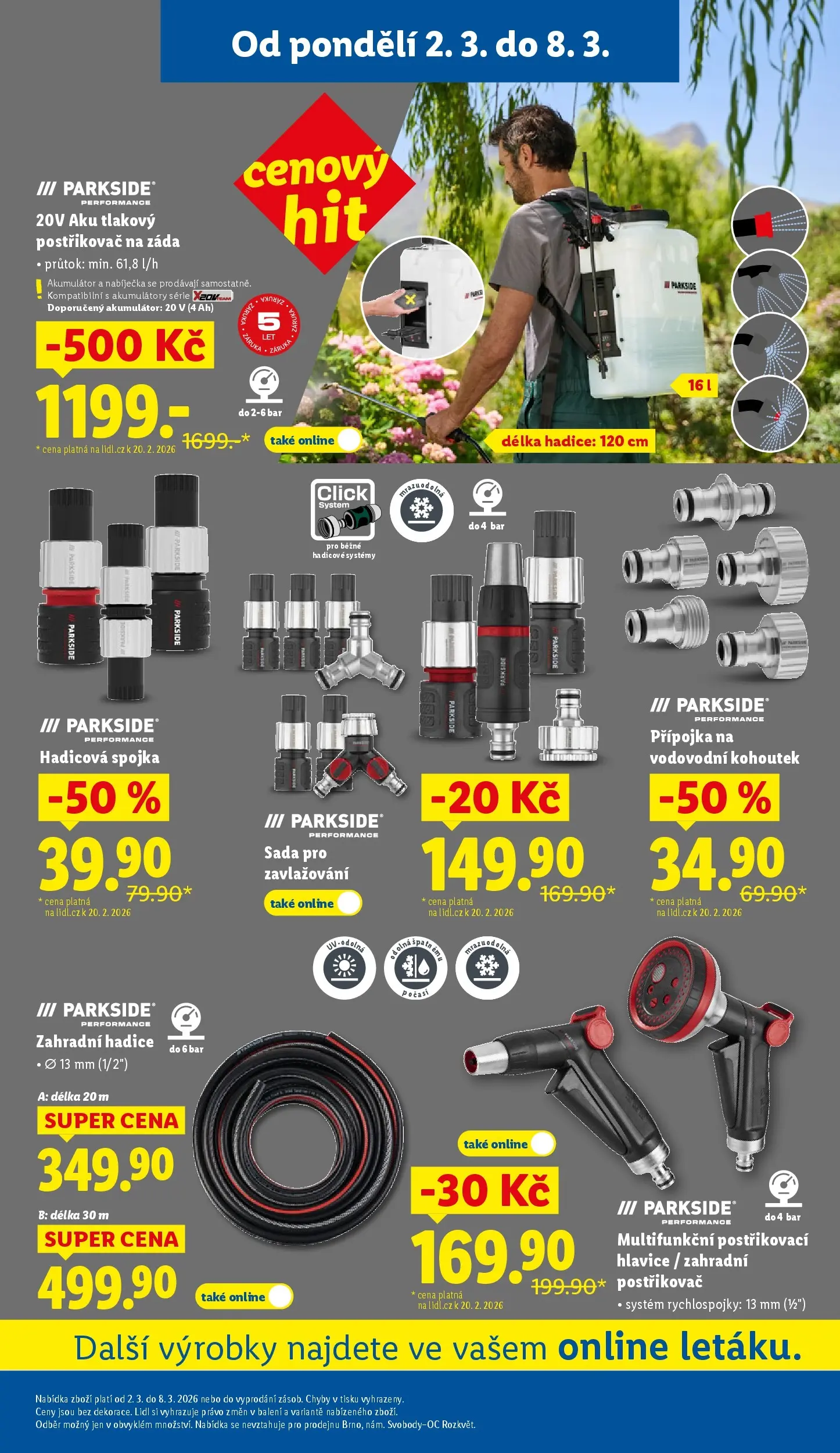 Lidl leták od 01.03.2026 - Nový akční leták | Strana: 39 | Produkty: Zahradní hadice, Tlakový postřikovač, Hadice, Postřikovač