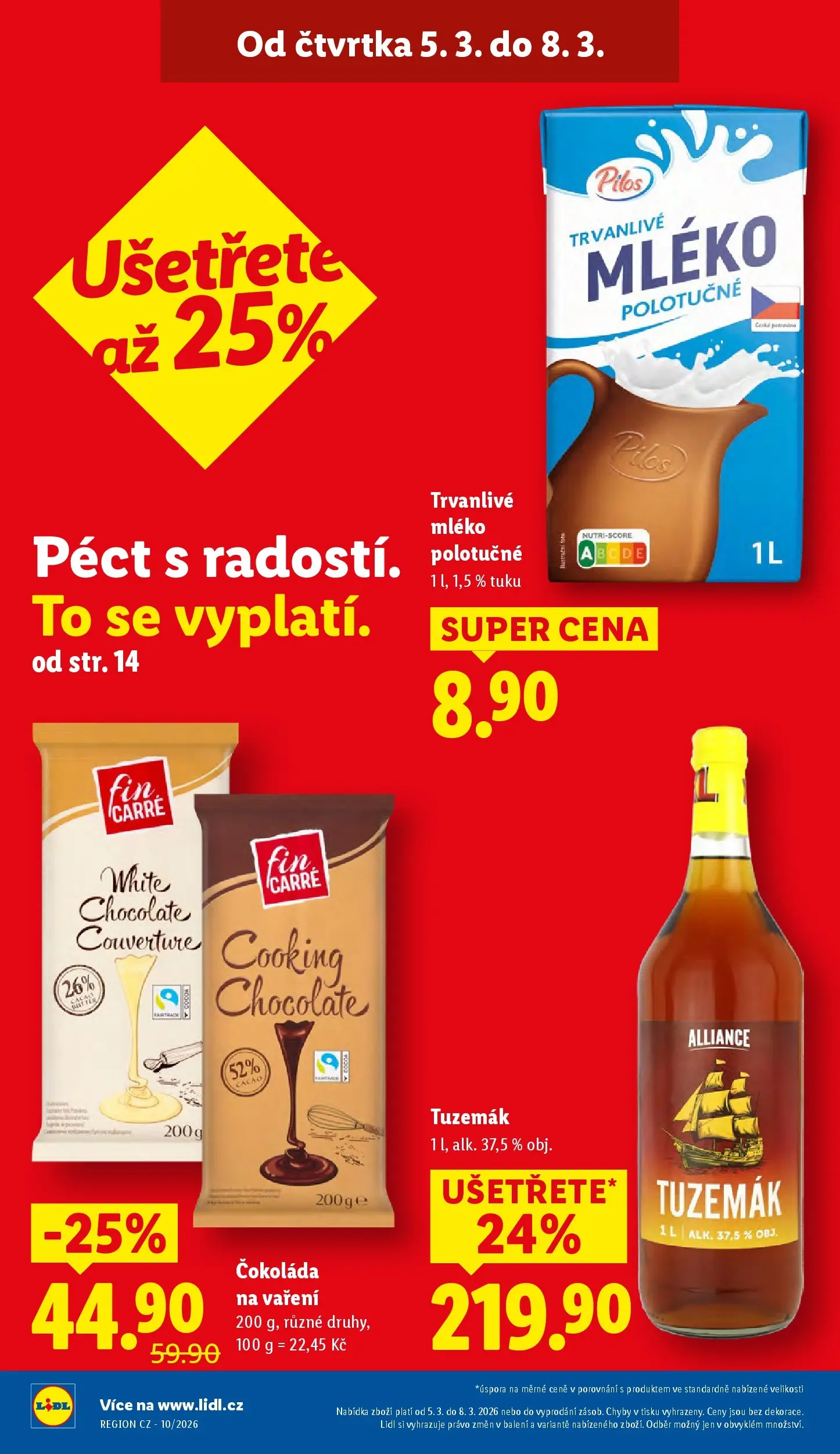 Lidl leták od 04.03.2026 - Nový akční leták | Strana: 2 | Produkty: Rum, Mléko, Tuzemák, Čokoláda na vaření