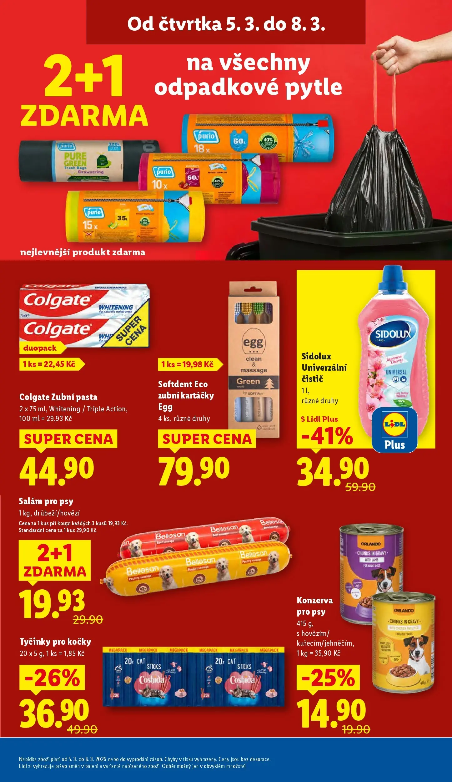 Lidl leták od 04.03.2026 - Nový akční leták | Strana: 33 | Produkty: Zubní pasta, Tyčinky, Konzerva pro psy, Sidolux