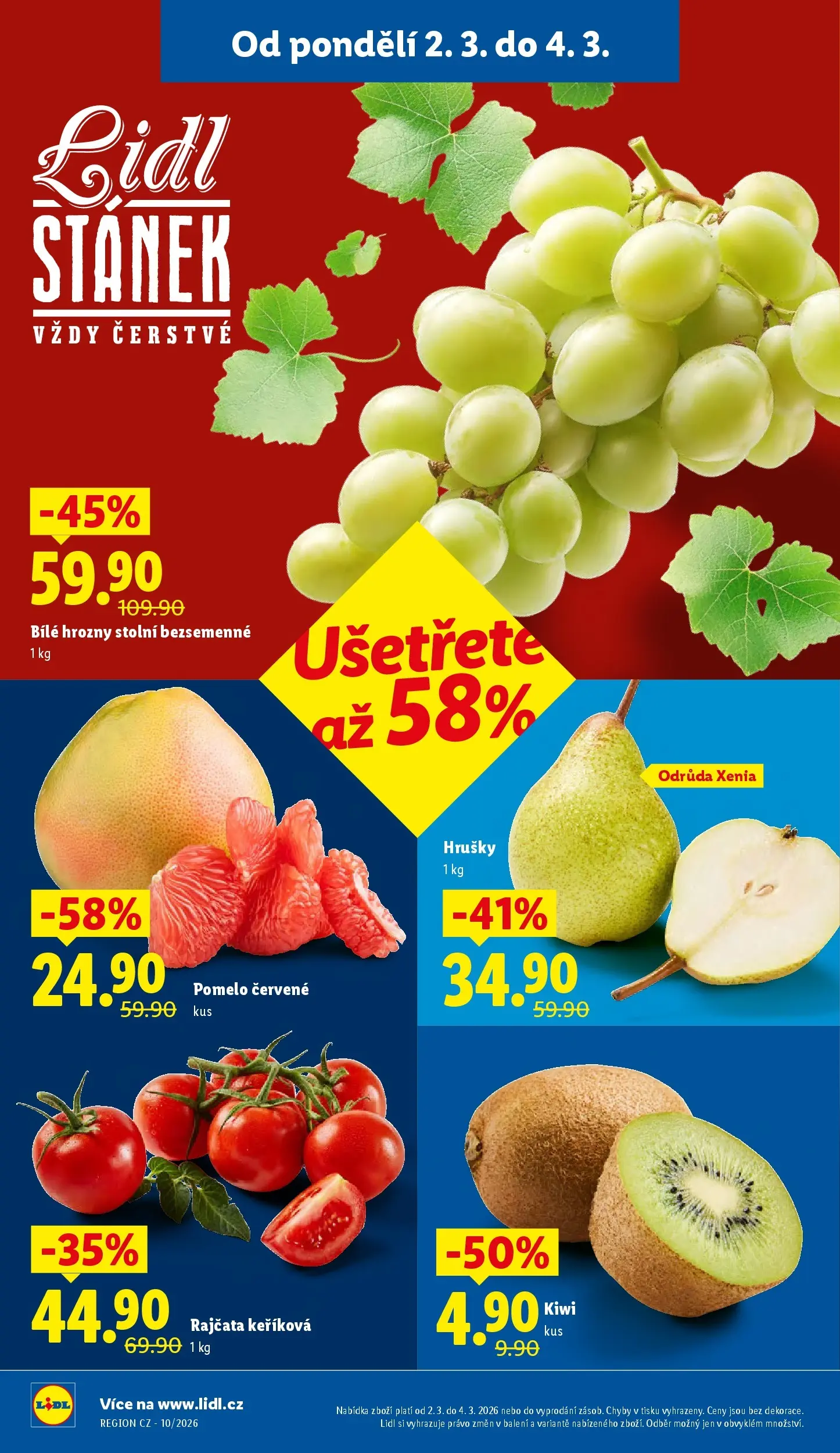 Lidl leták od 01.03.2026 - Nový akční leták | Strana: 12 | Produkty: Pomelo, Rajčata, Hrušky, Hrozny