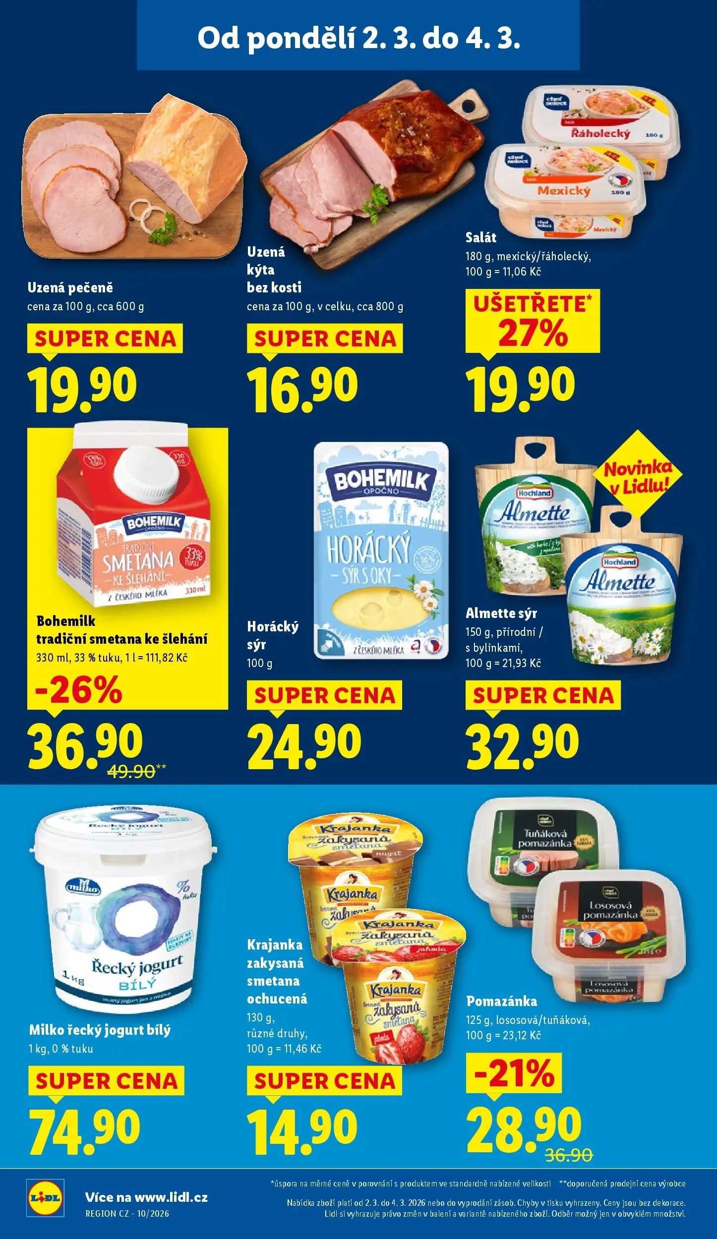 Lidl leták od 01.03.2026 - Nový akční leták | Strana: 24 | Produkty: Řecký jogurt, Tuňáková pomazánka, Salát, Zakysaná smetana