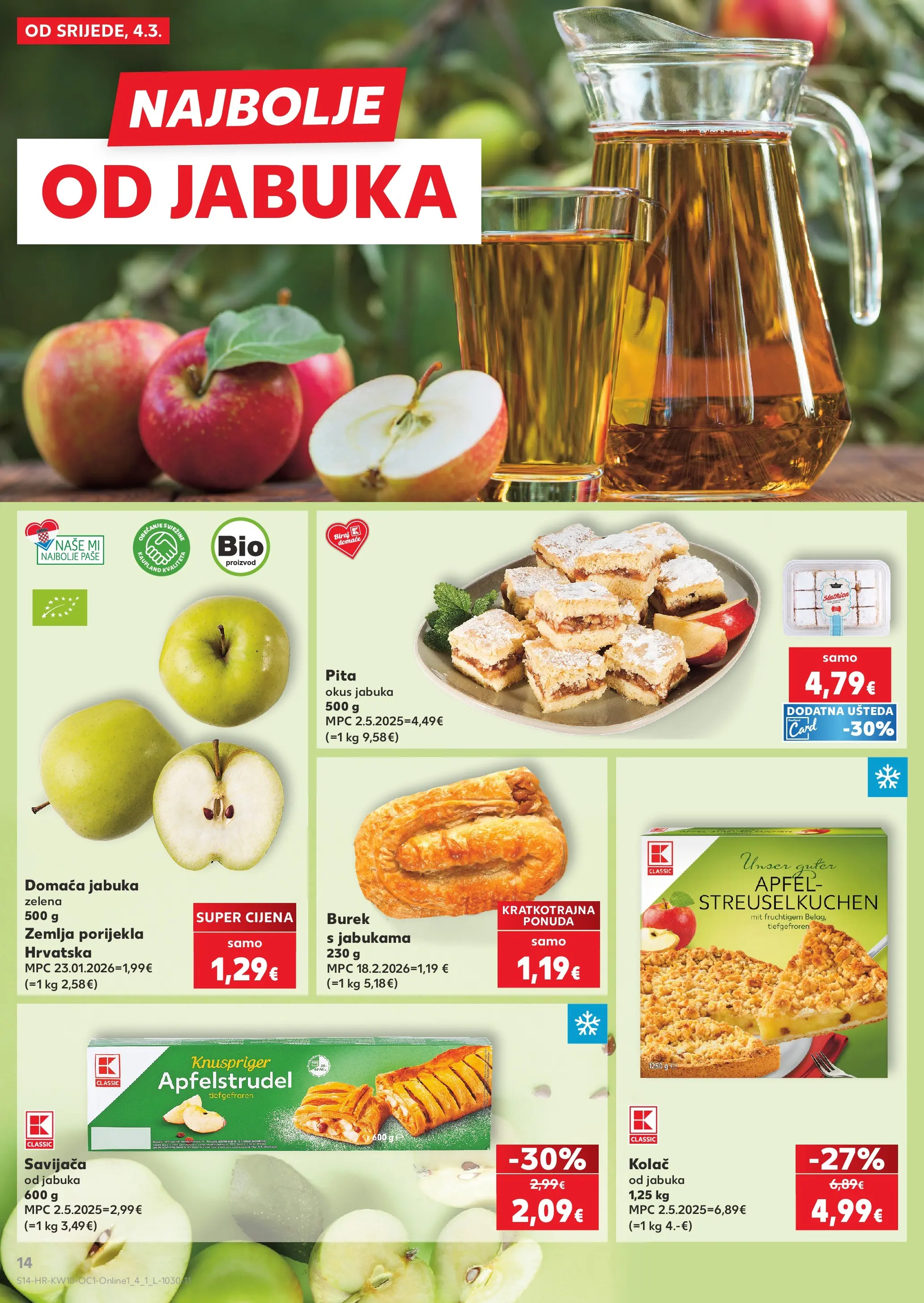 Kaufland - Kaufland katalog do 10.03.2026 novi od 03.03.2026 na listanje > letak digitalni | Stranica: 14 | Proizvodi: Pita, Burek, Jabuka