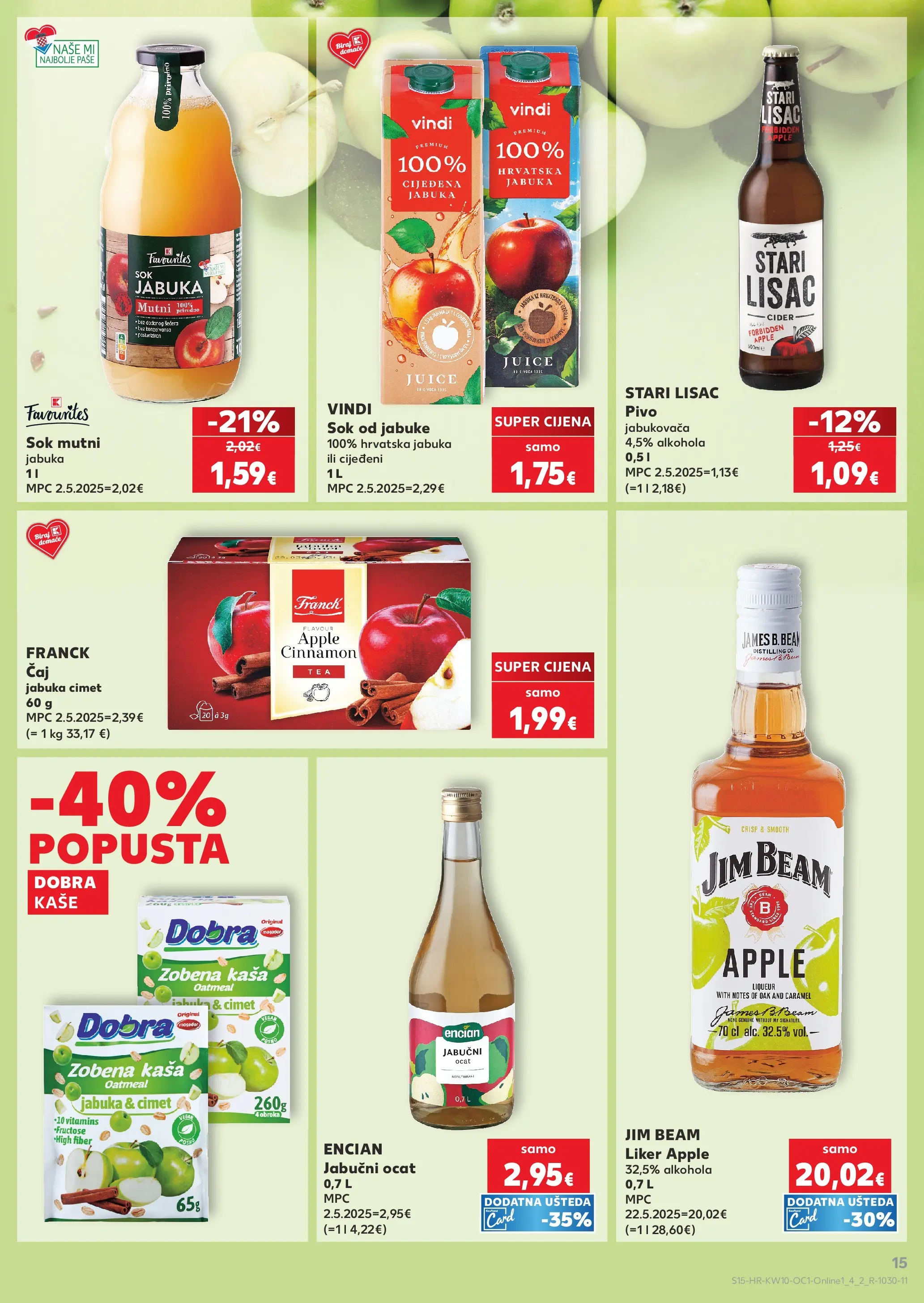 Kaufland - Kaufland katalog do 10.03.2026 novi od 03.03.2026 na listanje > letak digitalni | Stranica: 15 | Proizvodi: Jabučni ocat, Jabuke, Čaj, Jabuka