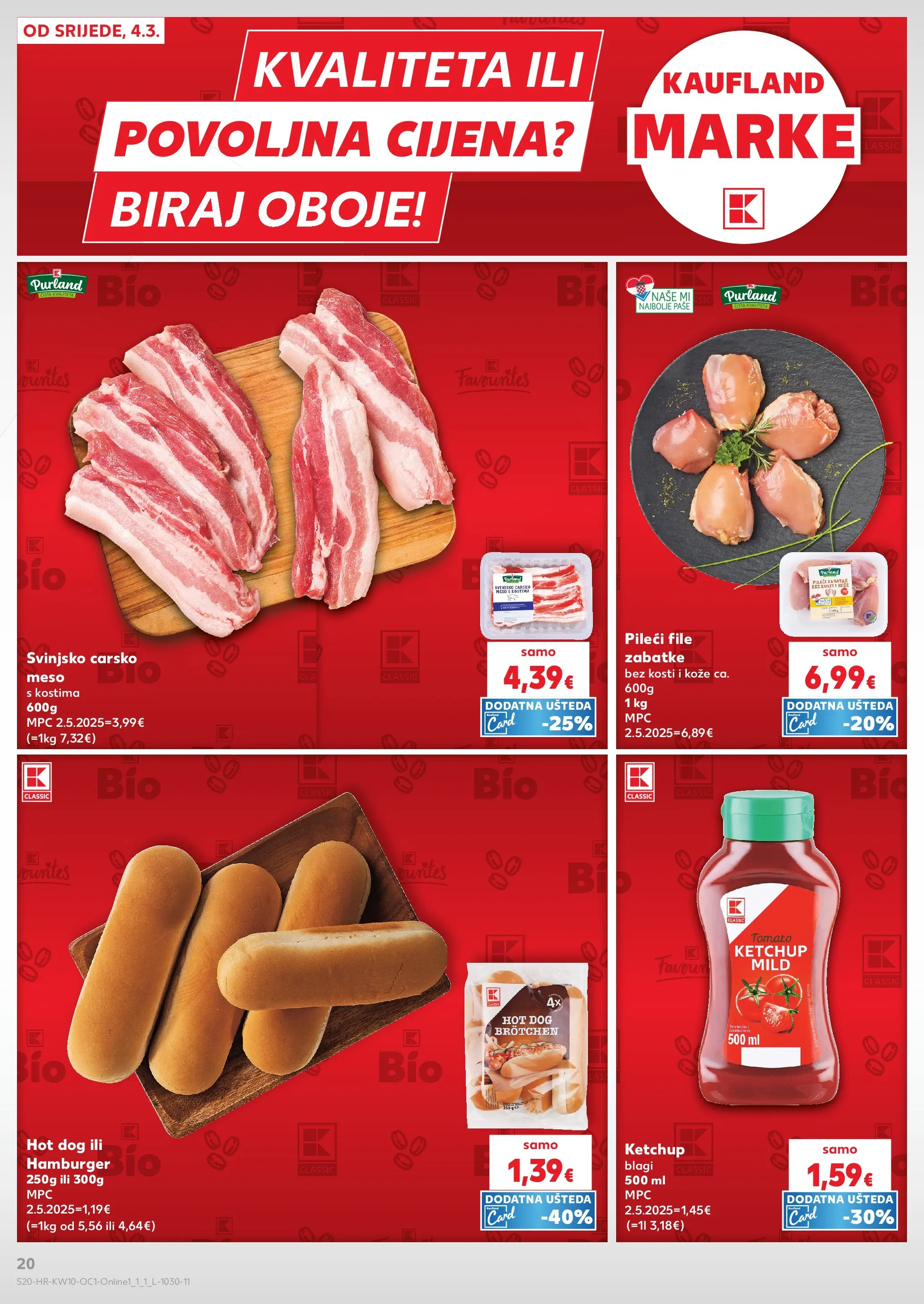 Kaufland - Kaufland katalog do 10.03.2026 novi od 03.03.2026 na listanje > letak digitalni | Stranica: 20 | Proizvodi: Carsko meso, Pileći file, Meso, Hamburger