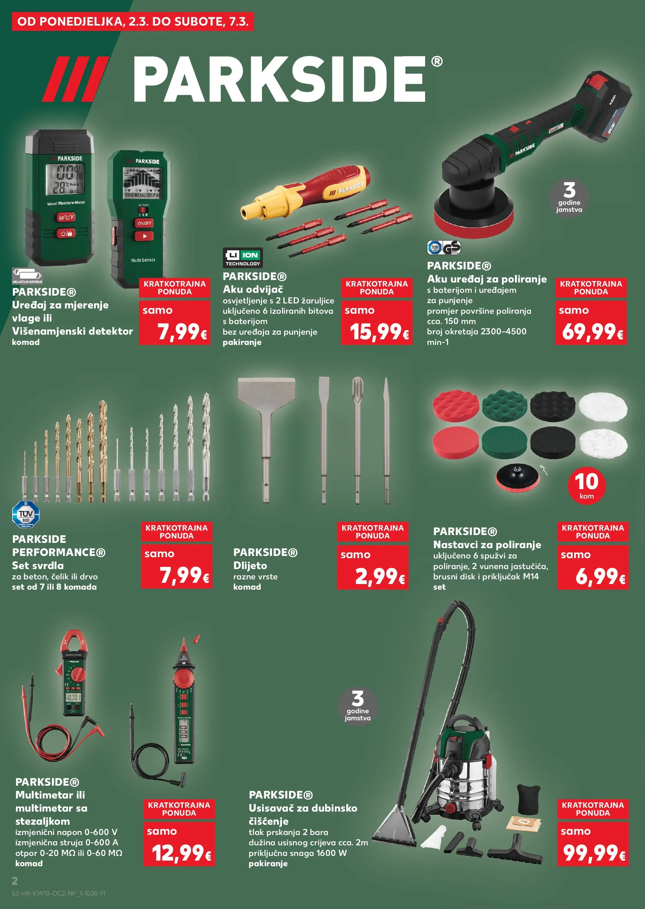 Kaufland - Kaufland katalog do 10.03.2026 novi od 03.03.2026 na listanje > letak digitalni | Stranica: 2 | Proizvodi: Usisavač, Aku odvijač, Disk, Parkside