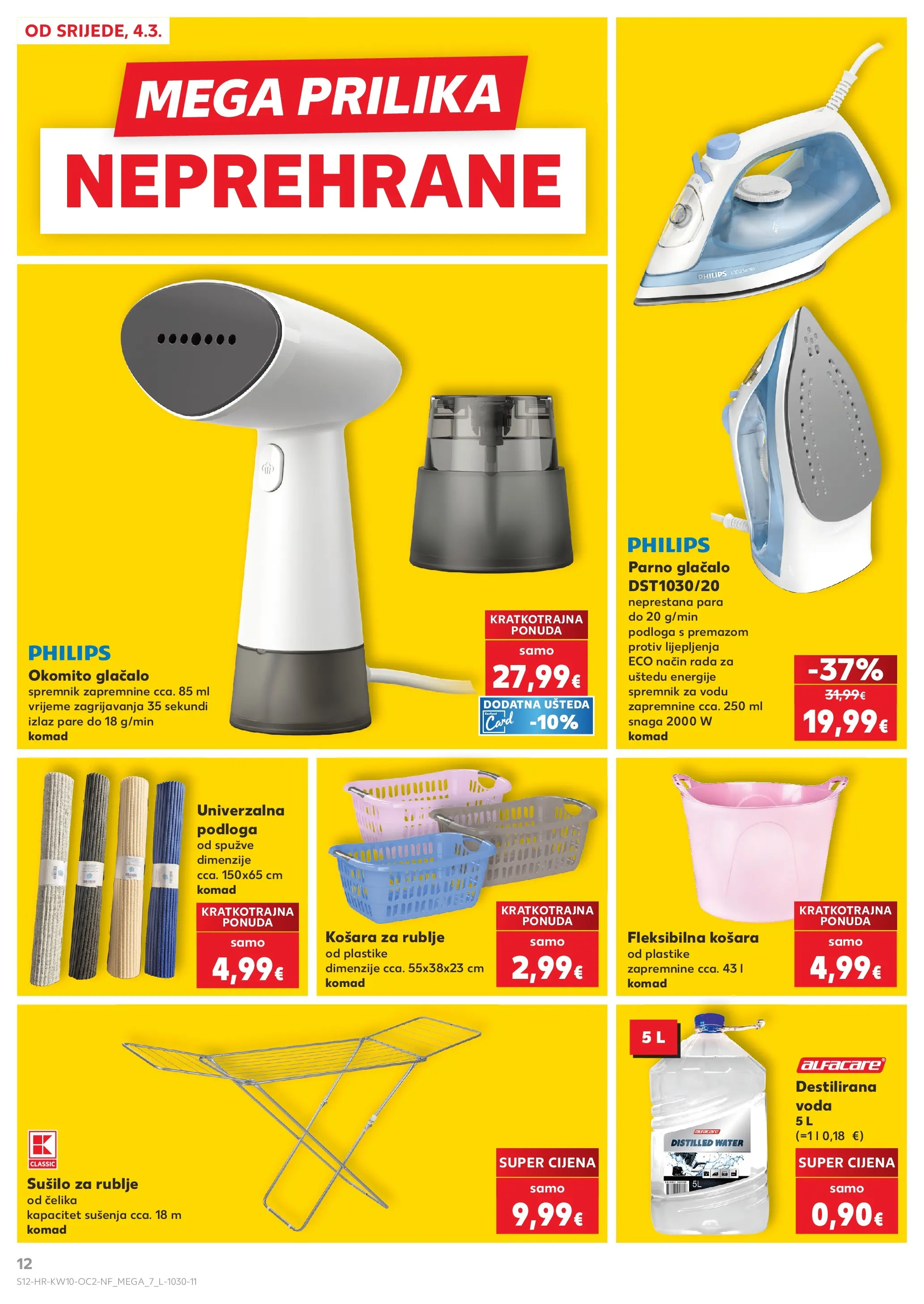 Kaufland - Kaufland katalog do 10.03.2026 novi od 03.03.2026 na listanje > letak digitalni | Stranica: 12 | Proizvodi: Košara, Voda, Sušilo za rublje, Košara za rublje