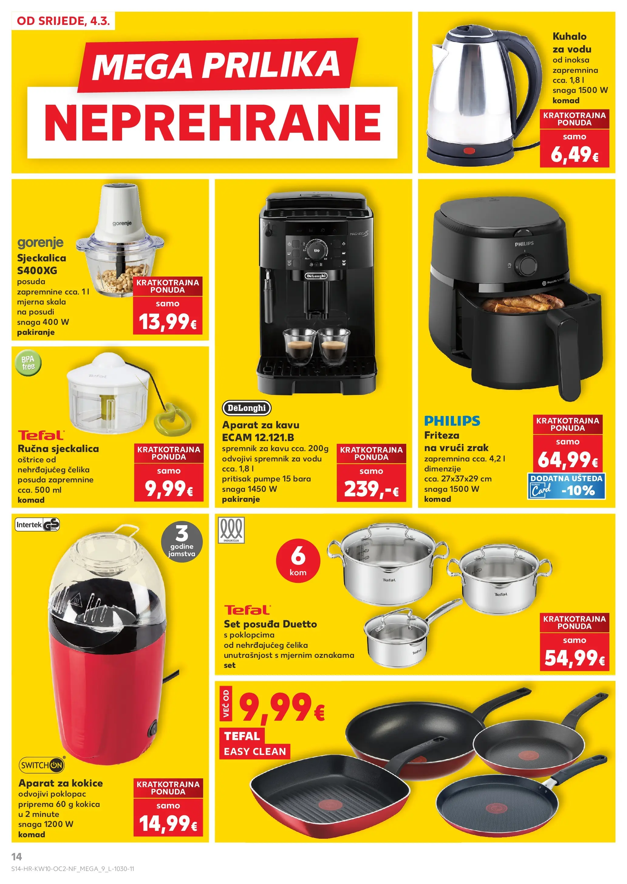 Kaufland - Kaufland katalog do 10.03.2026 novi od 03.03.2026 na listanje > letak digitalni | Stranica: 14 | Proizvodi: Kuhalo za vodu, Kokice, Pan, Friteza na vrući zrak