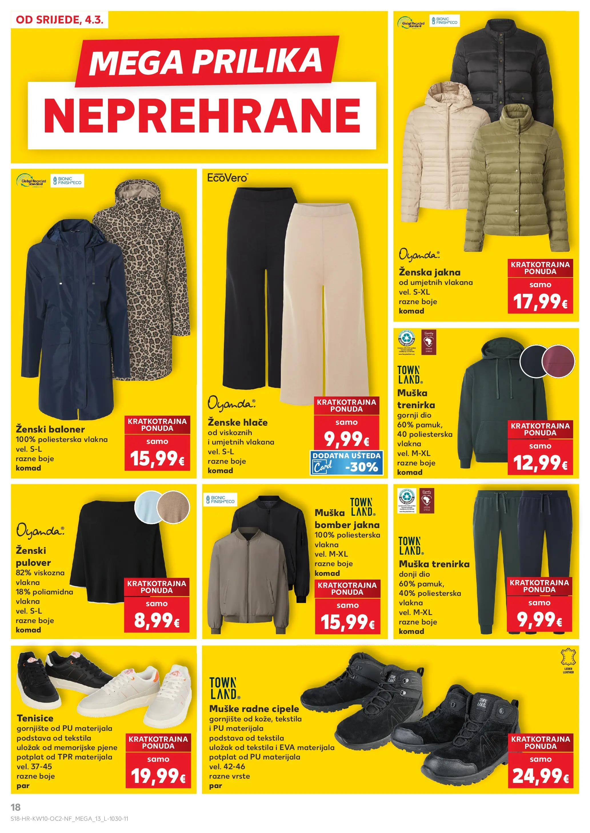 Kaufland - Kaufland katalog do 10.03.2026 novi od 03.03.2026 na listanje > letak digitalni | Stranica: 18 | Proizvodi: Jakna, Hlače, Tenisice, Finish
