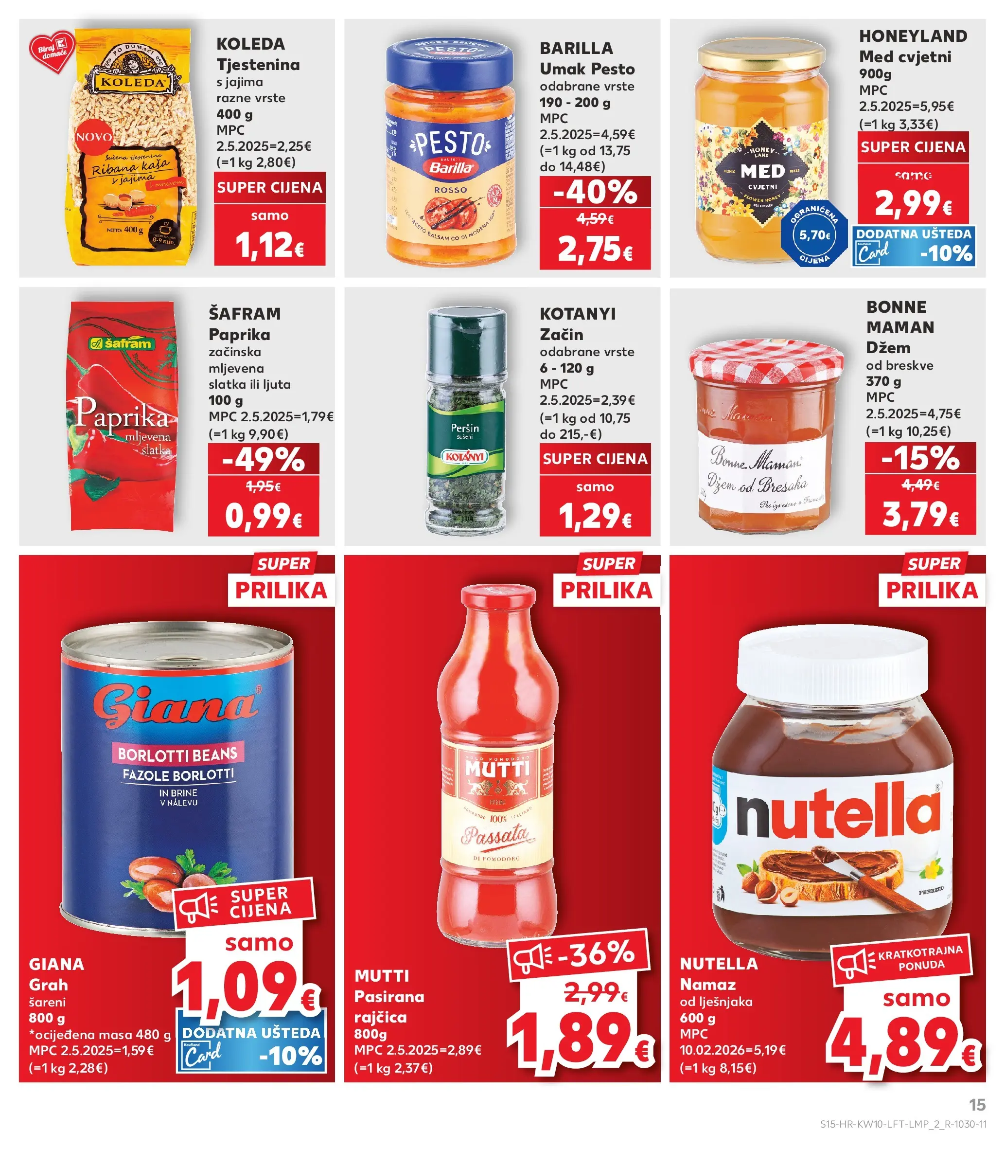 Kaufland - Kaufland katalog do 10.03.2026 novi od 03.03.2026 na listanje > letak digitalni | Stranica: 15 | Proizvodi: Med, Paprika, Tjestenina, Peršin