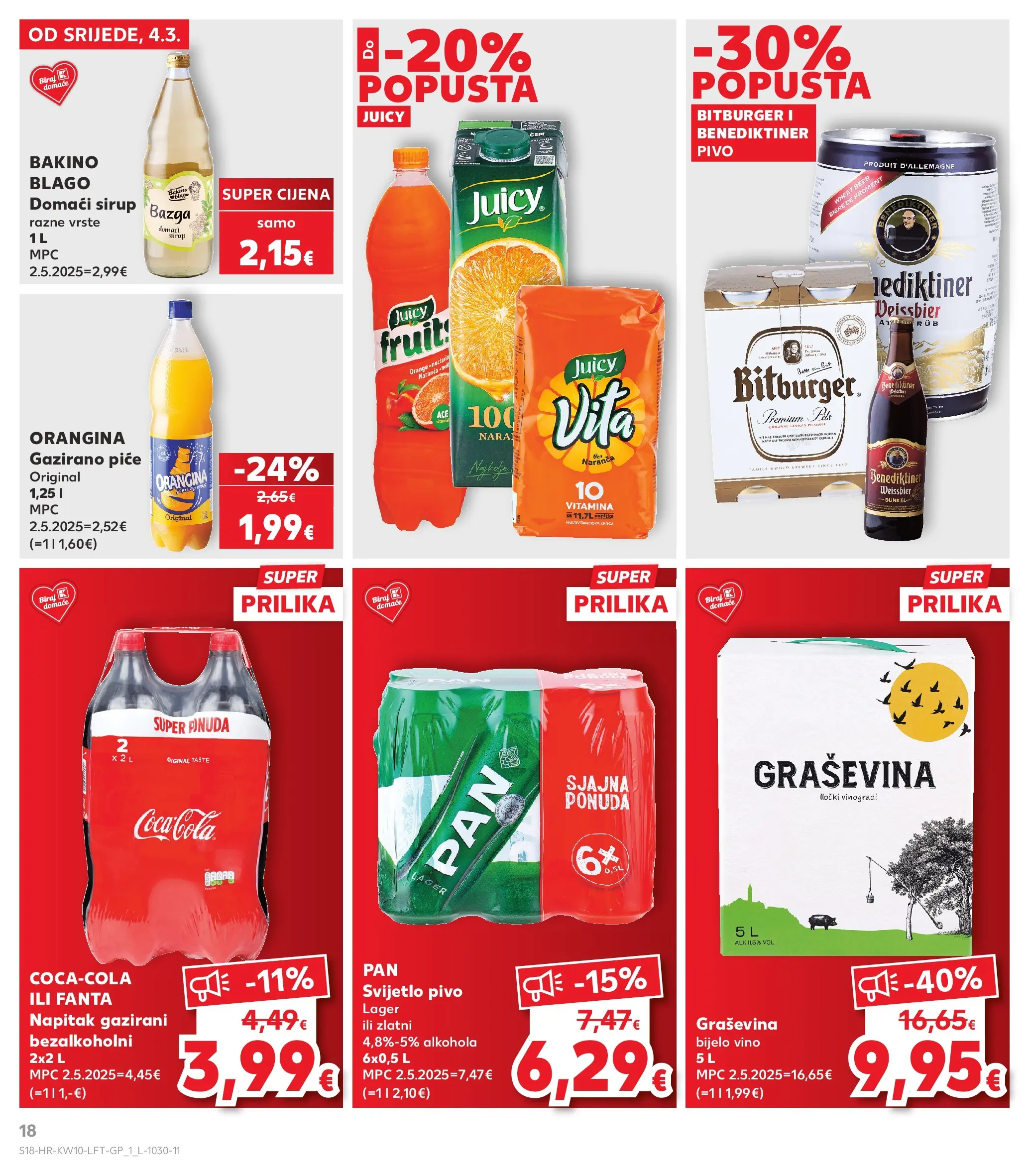 Kaufland - Kaufland katalog do 10.03.2026 novi od 03.03.2026 na listanje > letak digitalni | Stranica: 18 | Proizvodi: Coca cola, Fanta, Bijelo vino, Bazga
