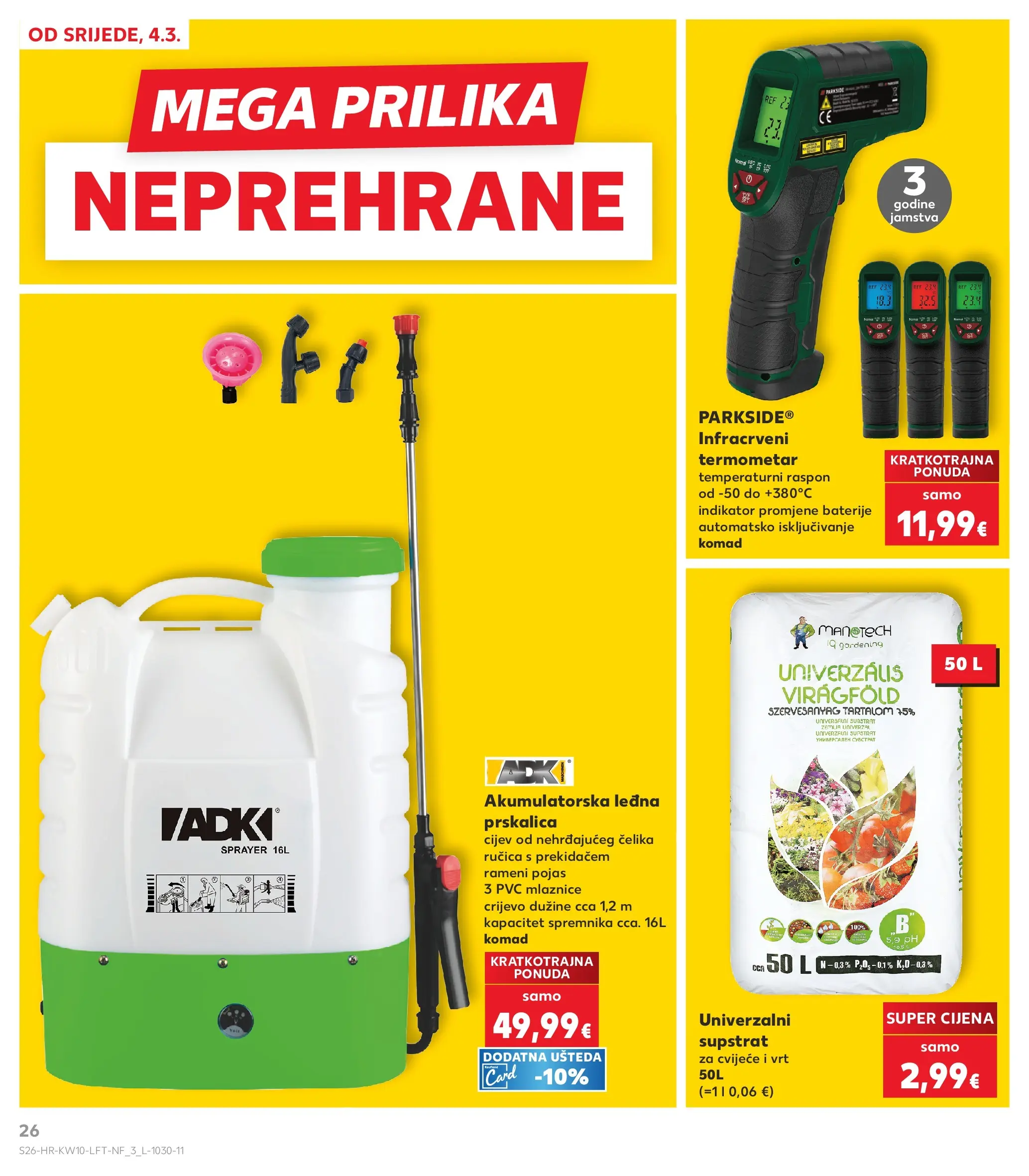 Kaufland - Kaufland katalog do 10.03.2026 novi od 03.03.2026 na listanje > letak digitalni | Stranica: 26 | Proizvodi: Termometar, Cvijeće, Baterije, Pojas
