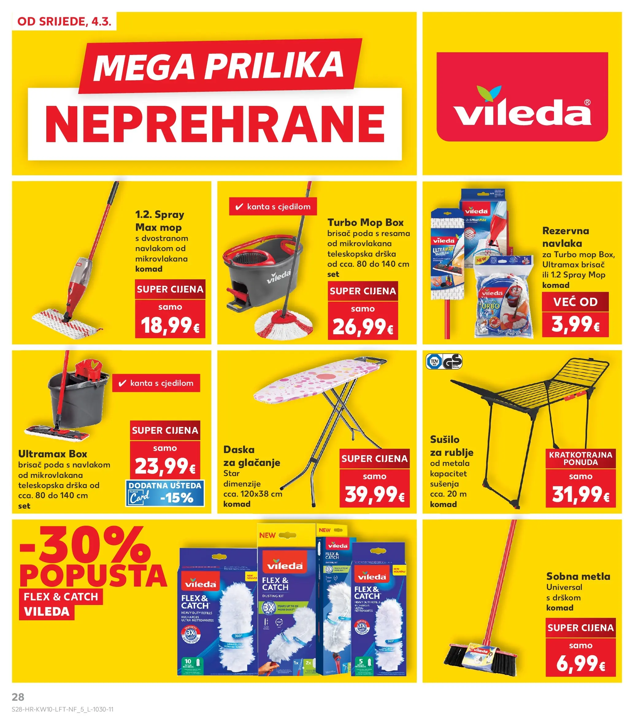 Kaufland - Kaufland katalog do 10.03.2026 novi od 03.03.2026 na listanje > letak digitalni | Stranica: 28 | Proizvodi: Metla, Mop, Daska za glačanje, Vileda