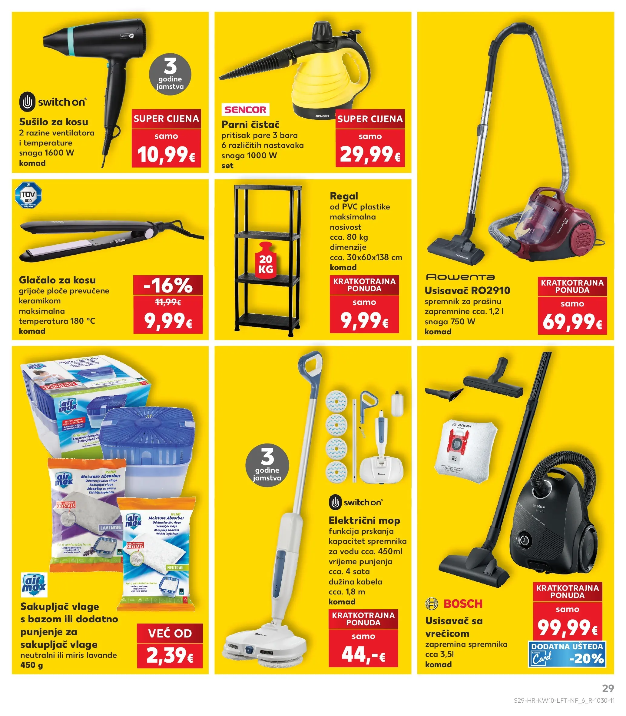 Kaufland - Kaufland katalog do 10.03.2026 novi od 03.03.2026 na listanje > letak digitalni | Stranica: 29 | Proizvodi: Sušilo za kosu, Miris, Mop, Parni čistač