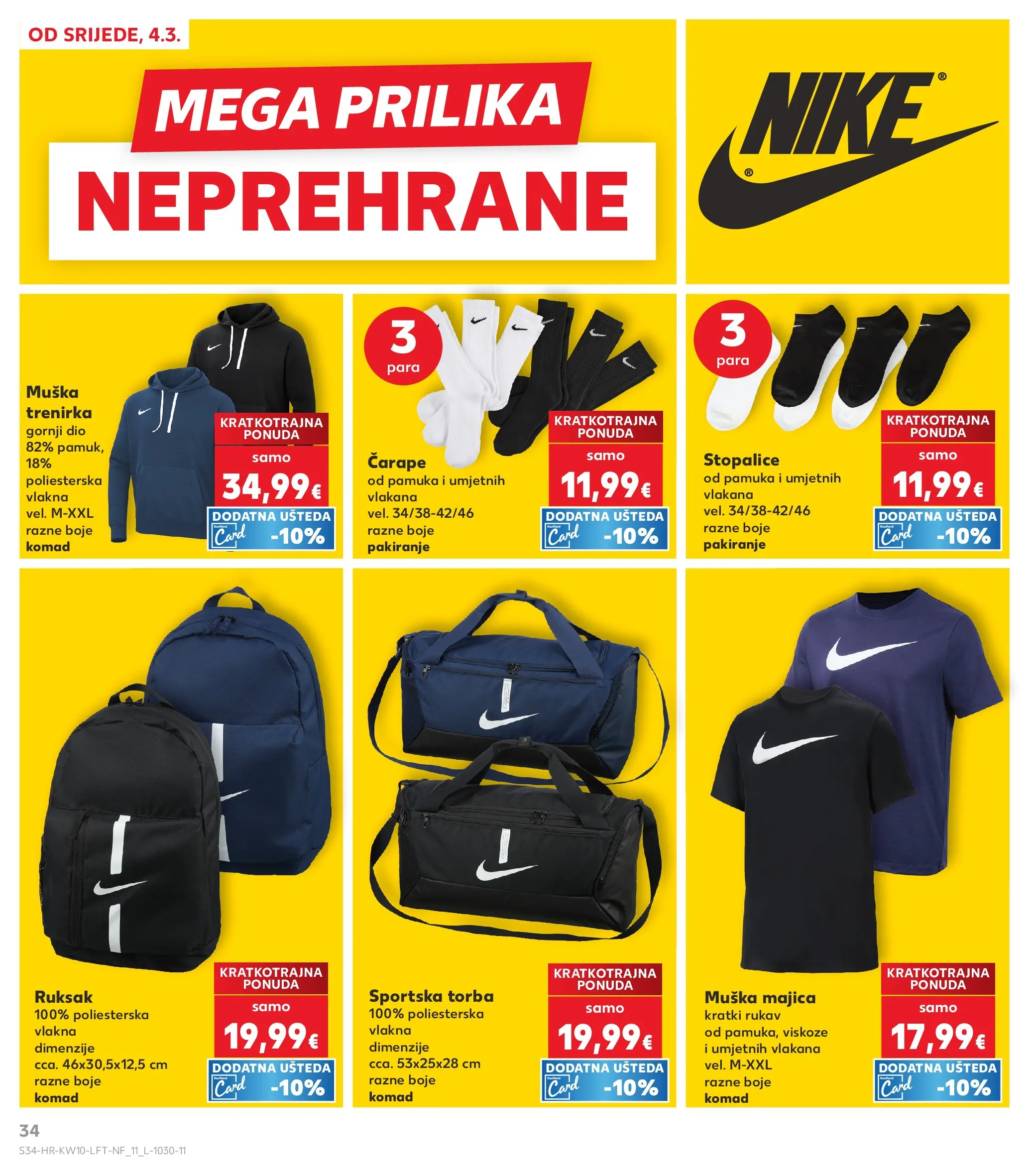 Kaufland - Kaufland katalog do 10.03.2026 novi od 03.03.2026 na listanje > letak digitalni | Stranica: 34 | Proizvodi: Majica, Čarape, Torba, Trenirka