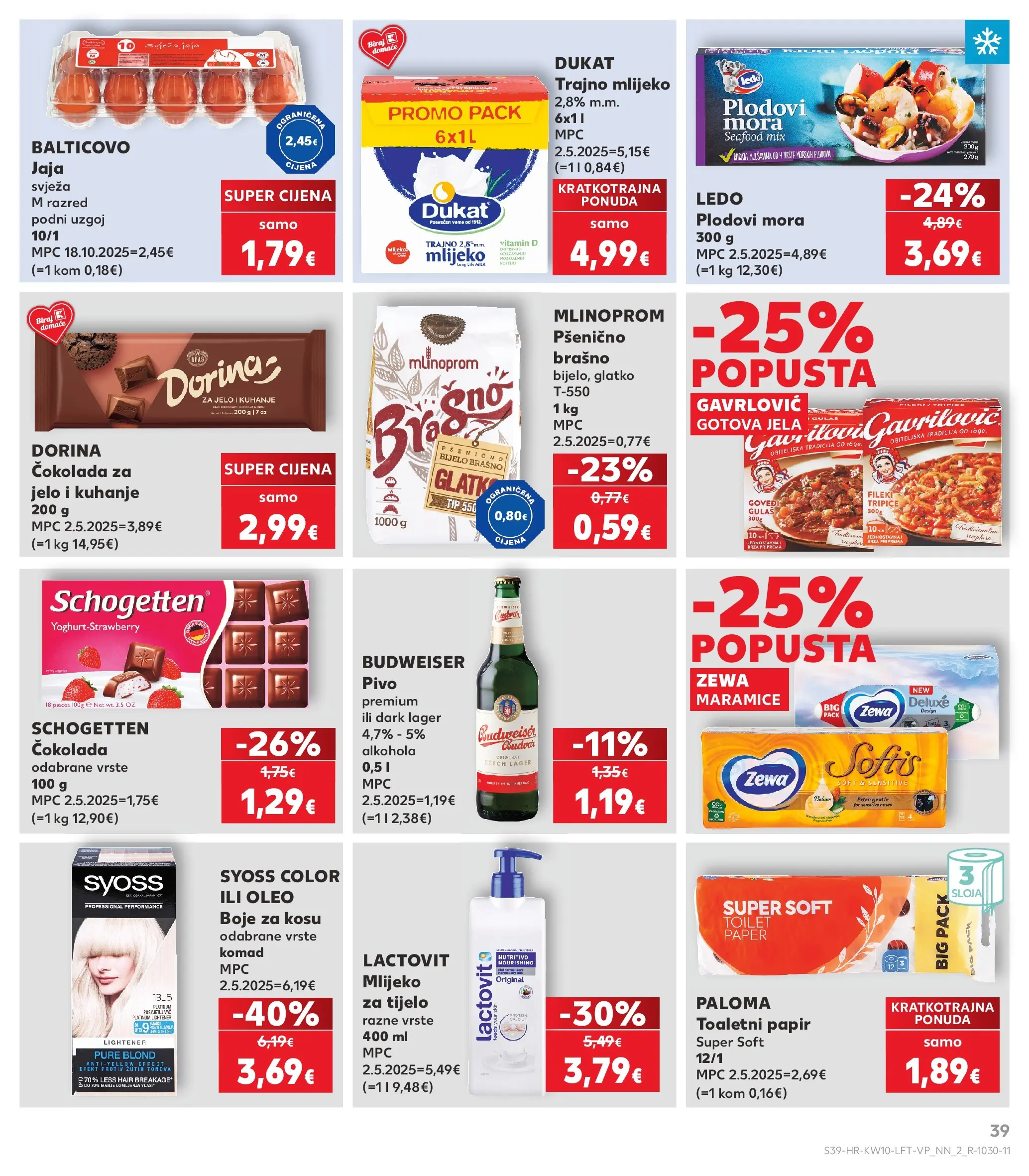 Kaufland - Kaufland katalog do 10.03.2026 novi od 03.03.2026 na listanje > letak digitalni | Stranica: 39 | Proizvodi: Mlijeko, Pivo, Brašno, Zewa