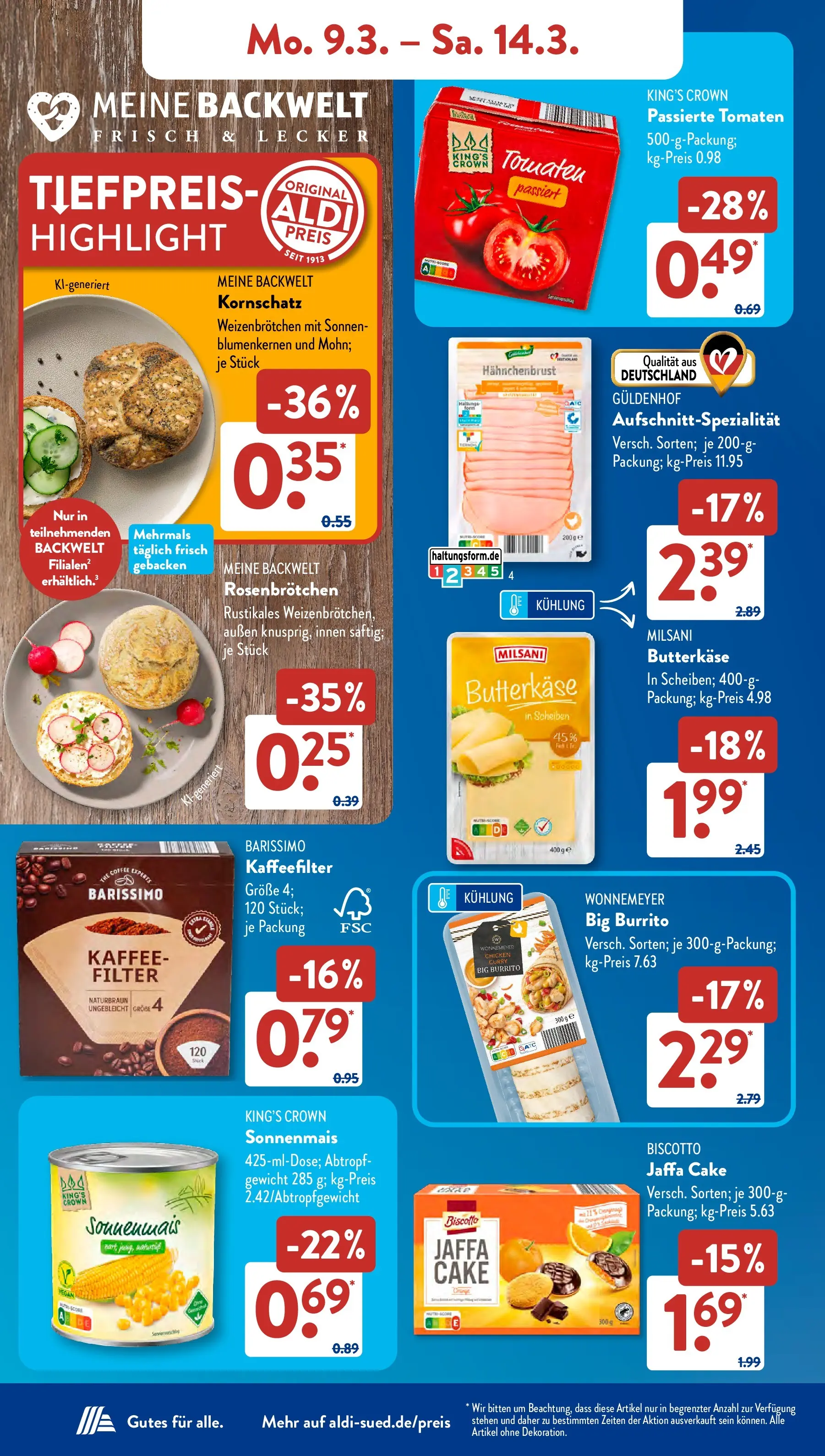 Aldi Süd Wochenangebote (ab 09.03.2026) zum Blättern | Seite: 8 | Produkte: Gewicht, Kaffee, Tomaten, Hahnchenbrust