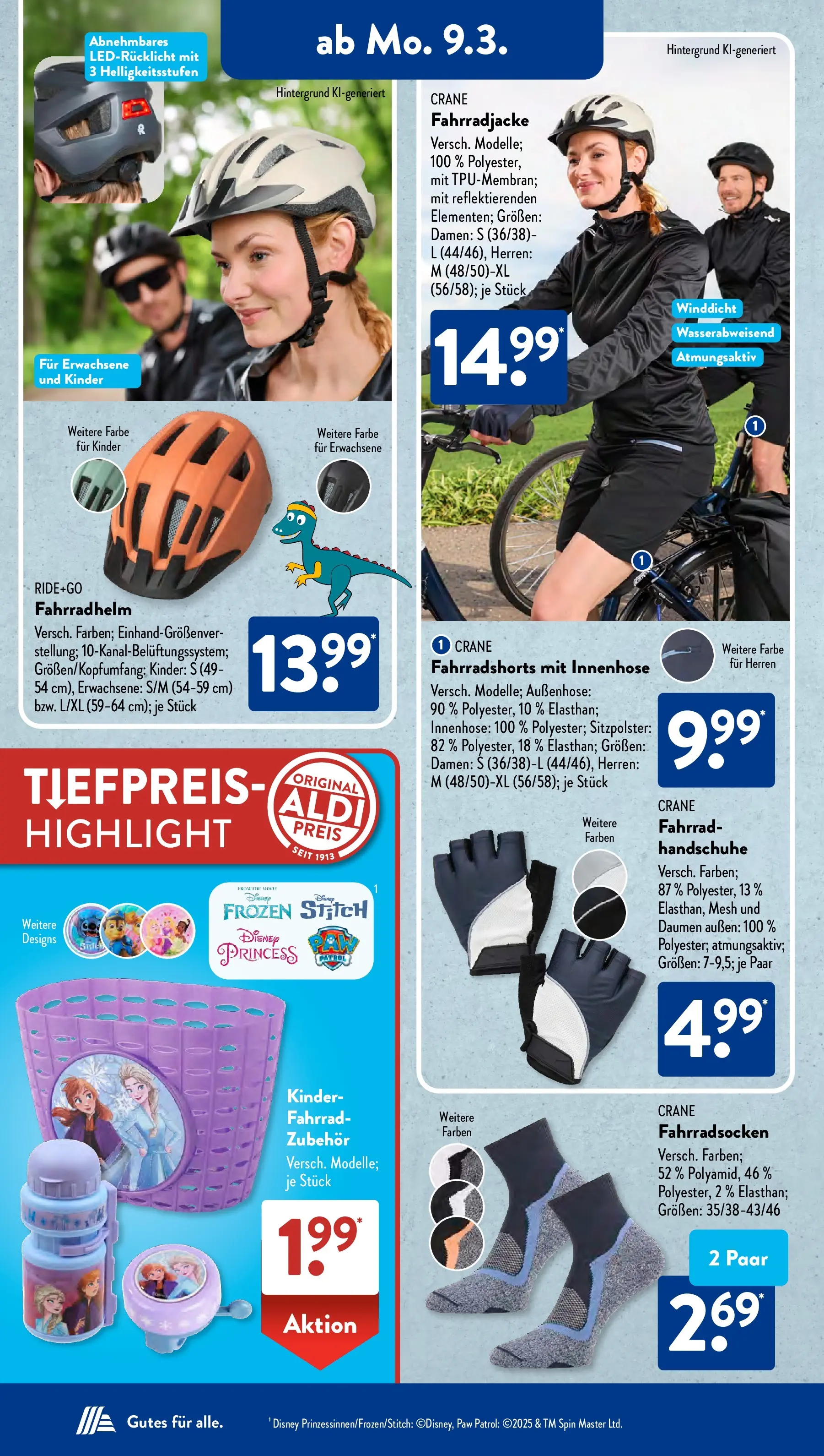 Aldi Süd Wochenangebote (ab 09.03.2026) zum Blättern | Seite: 10 | Produkte: Fahrradhelm, Handschuhe