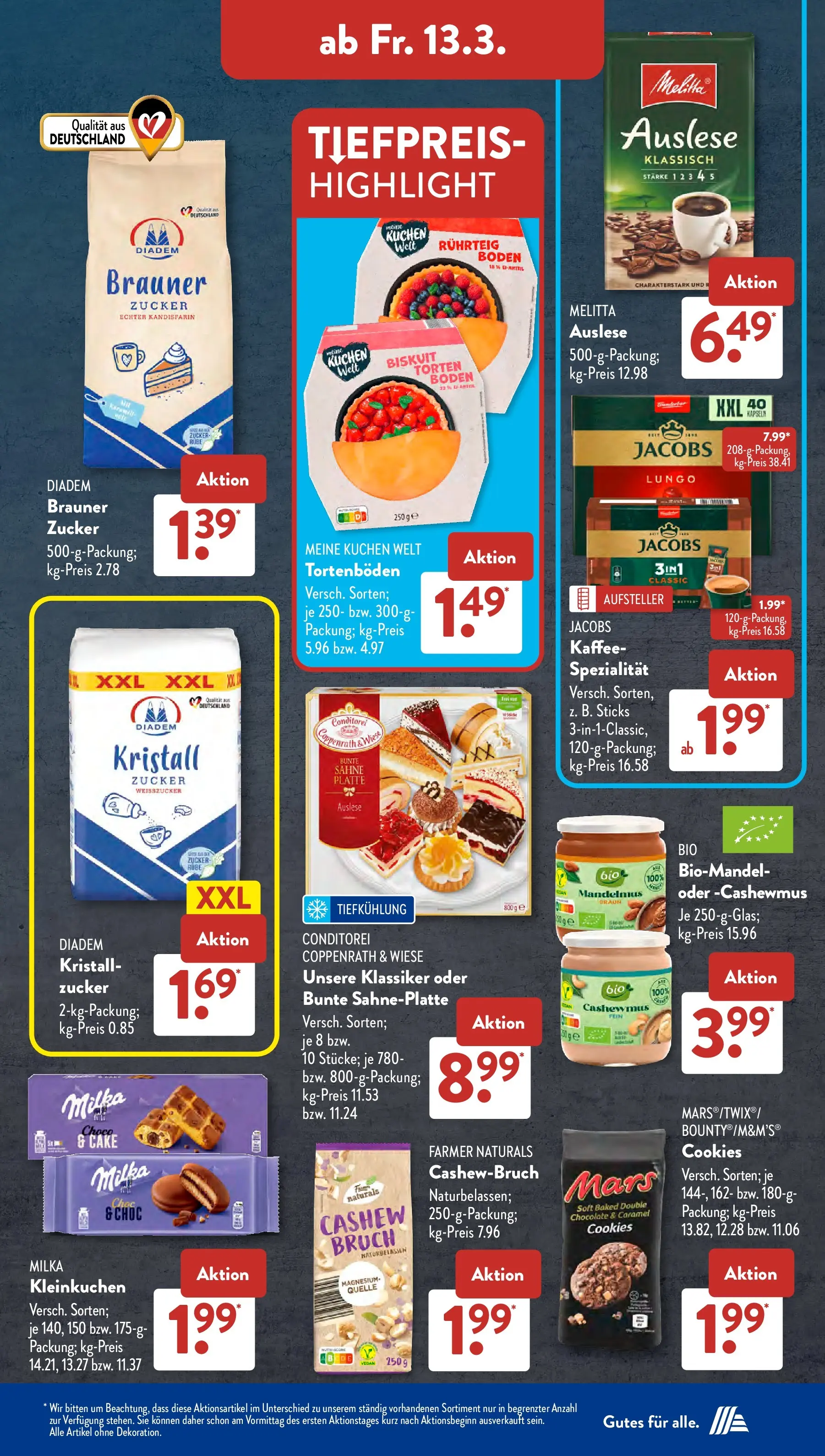 Aldi Süd Wochenangebote (ab 09.03.2026) zum Blättern | Seite: 23 | Produkte: Mars, Zucker, Kuchen, Sahne