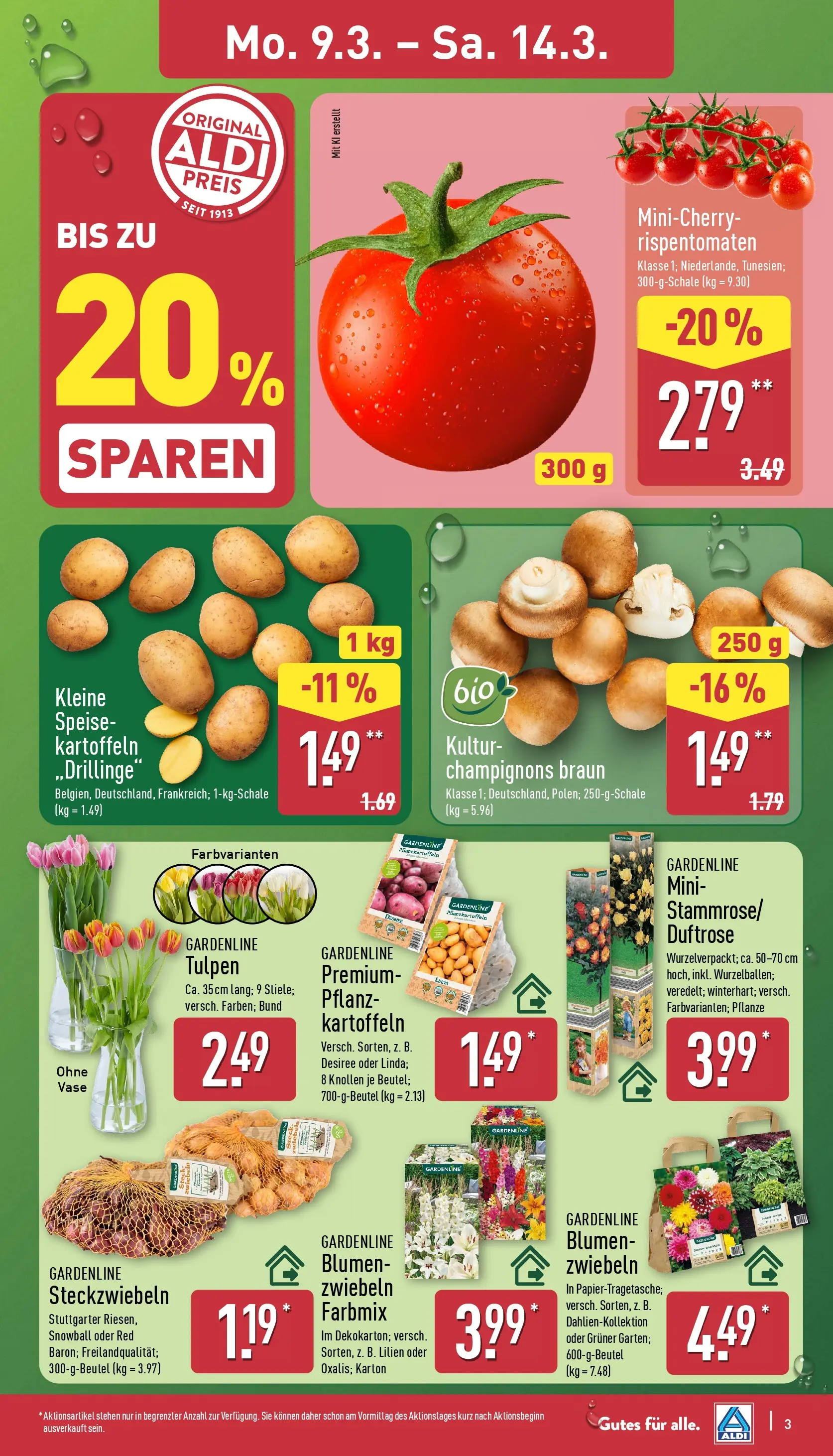 Aldi Wochenangebote (ab 09.03.2026) » Angebote Online | Seite: 3 | Produkte: Blumen, Vase, Kartoffeln, Zwiebeln
