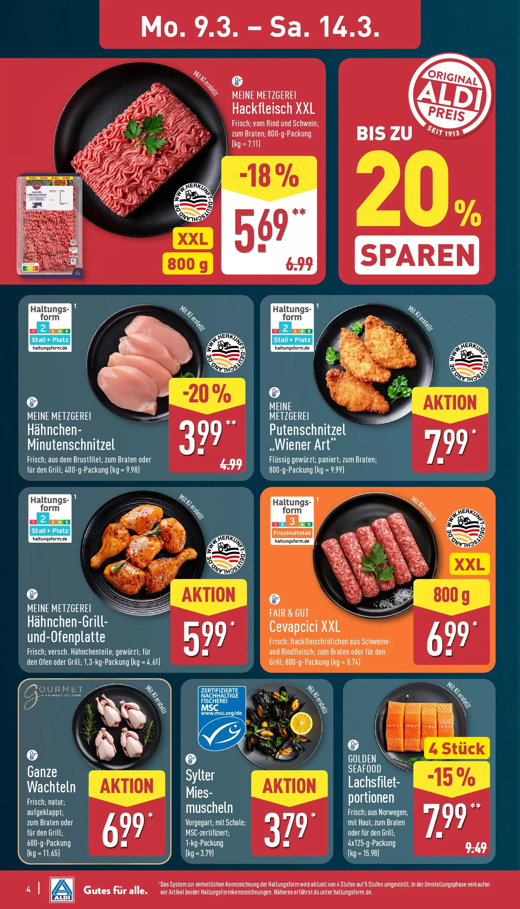 Aldi Wochenangebote (ab 09.03.2026) » Angebote Online | Seite: 4 | Produkte: Ofen, Hahnchen, Putenschnitzel, Hackfleisch